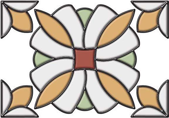 Brewster Home Fashions ~ Essex Amber Stained Glass Appliqué Sticker 10.5 x 7.7