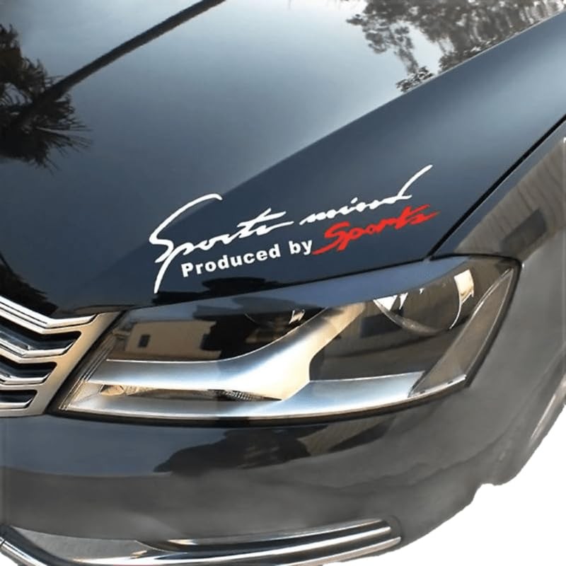 2PCS Sports Mind Reflective Racing Decal – Vinyl Hood,Black Red | Body, Windo…