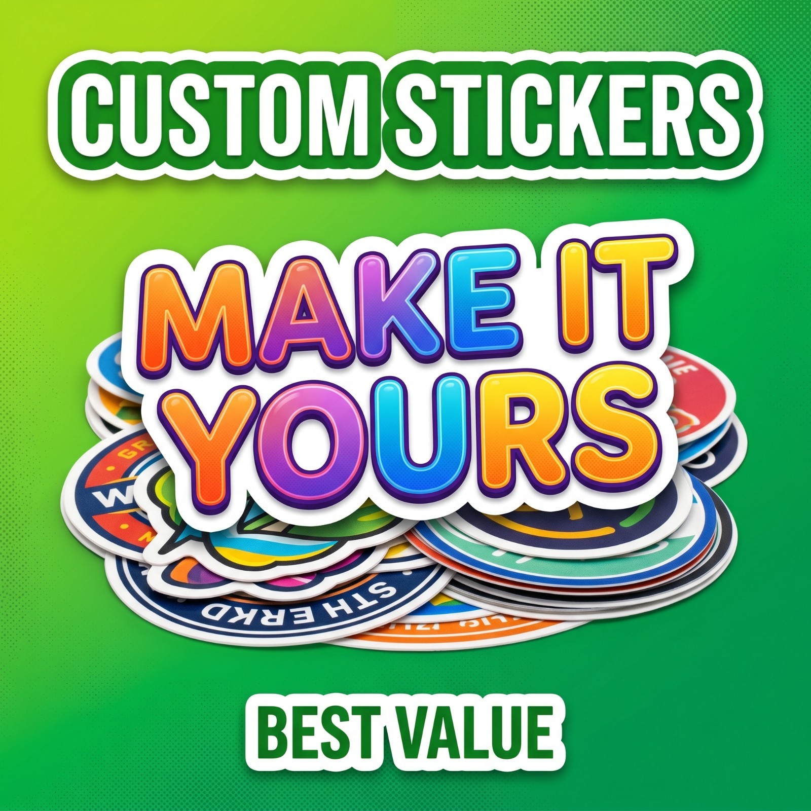 Custom Logo Vinyl Stickers Die Cut Waterproof Gloss Business Labels Decals