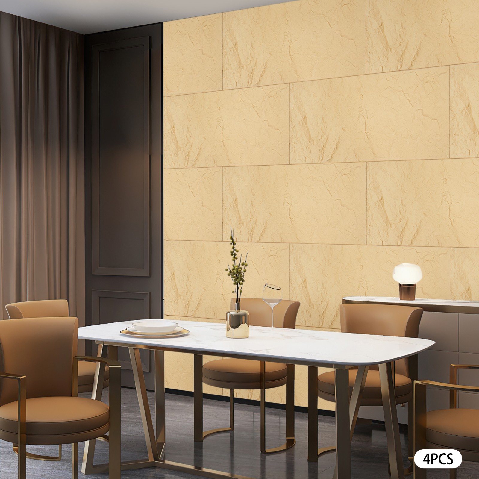 4PCS PU Wall Panels Decor Faux Stone Panel Decoration for Interior Home/Office