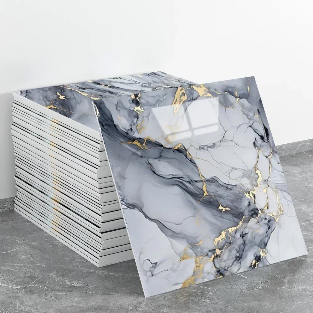 3D Marble Tile Wall Stickers Waterproof Self Adhesive Kitchen Bathroom Decor