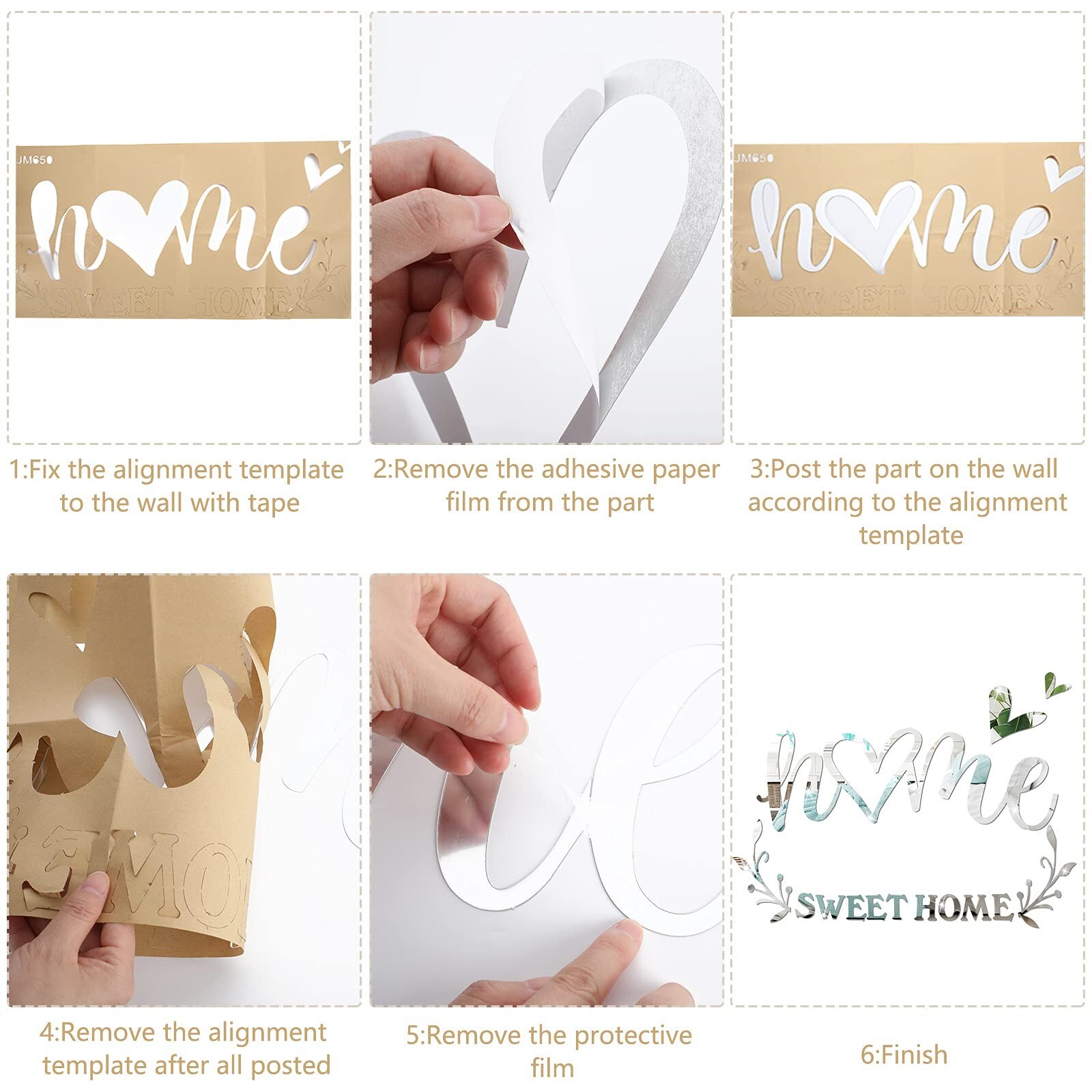 Outus 3D Acrylic Mirror Wall Decor Stickers Removable Kitchen Mirror Wall Dec…