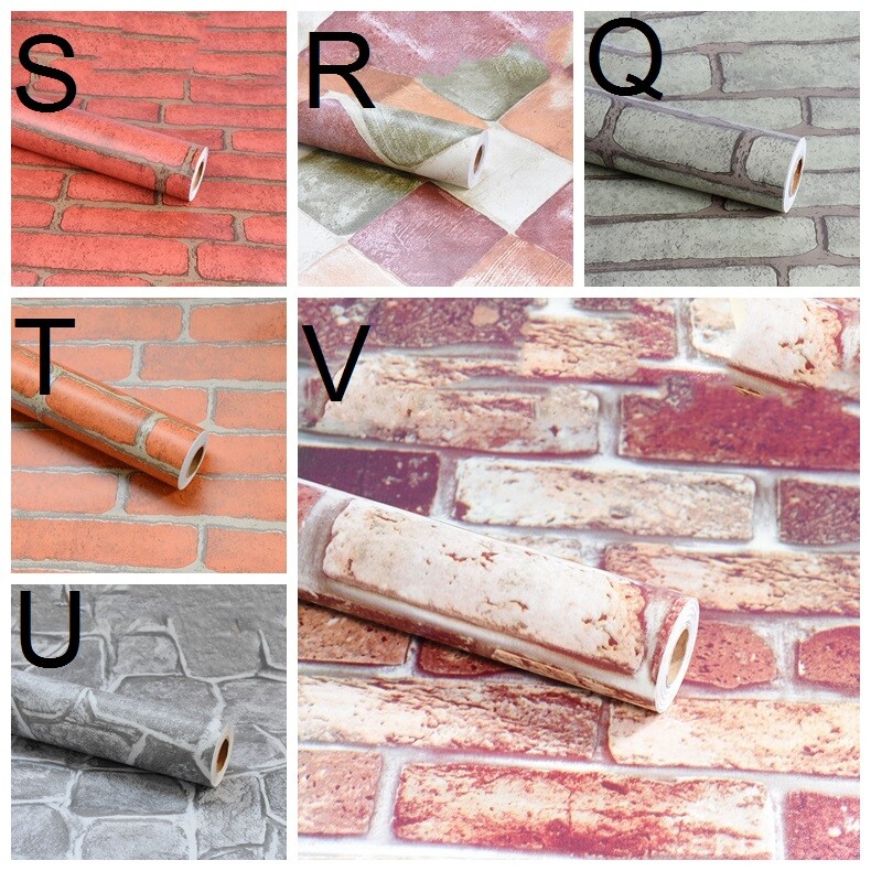 45CMX10M Self Adhesive Wallpaper Retro Brick Stone Wall Sticker Decal Upholstery