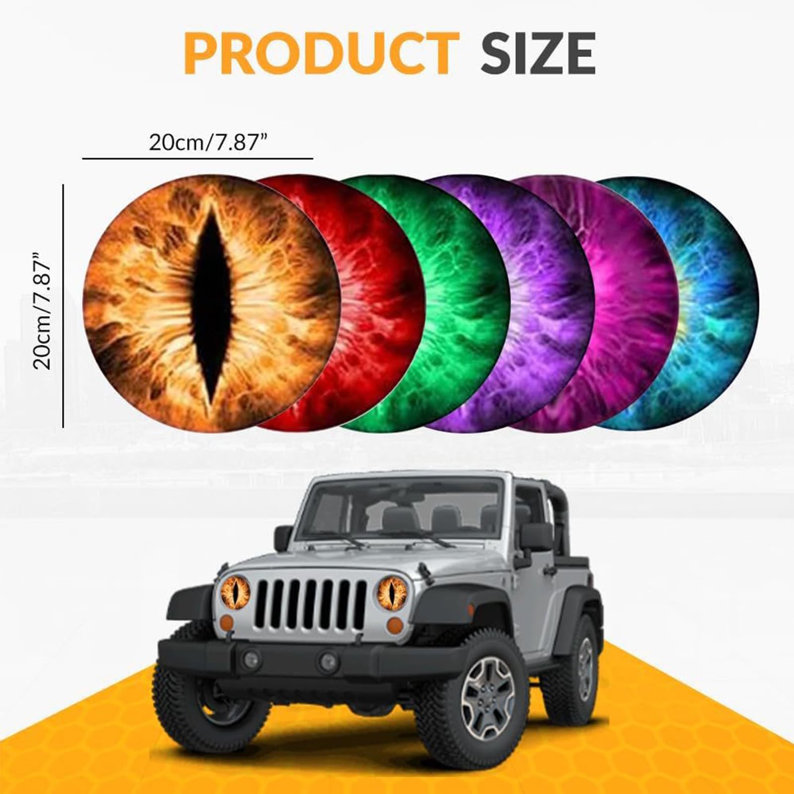 Beast Eyes Headlight Decals Pair, Eyes Decal for Jeep Headlights, Round Headl…
