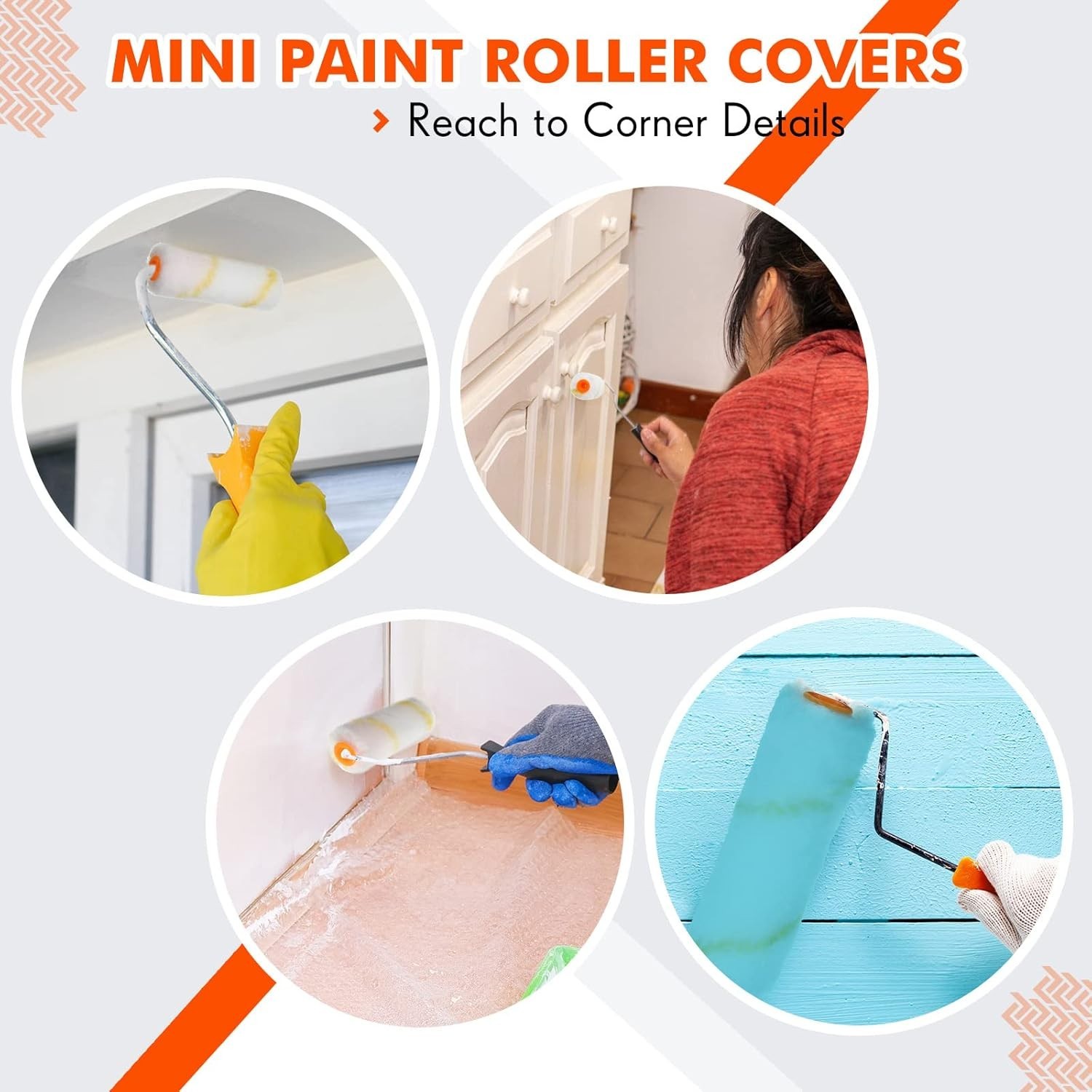 300 Pcs 4 Inch Mini Paint Roller Cover 1/2" Nap Small Microfiber Roller Covers H