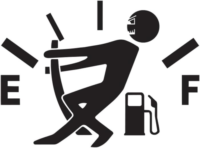 Funny Gas Tank Pulling Needle Stickman Vinyl Sticker Car Truck Bumper 4" x 3.75"