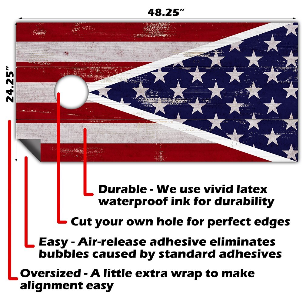 American Flag Triangle Cornhole Board Wraps and Decals Vinyl Sticker