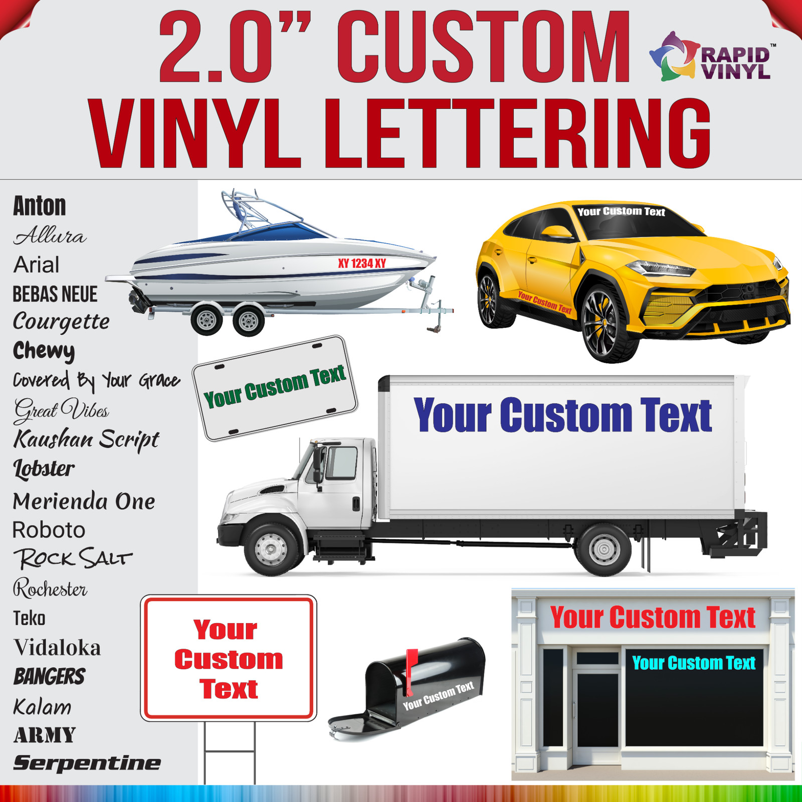 2 Inch Custom Vinyl Lettering Numbers Transfer Decal Sticker Boat Window Glass