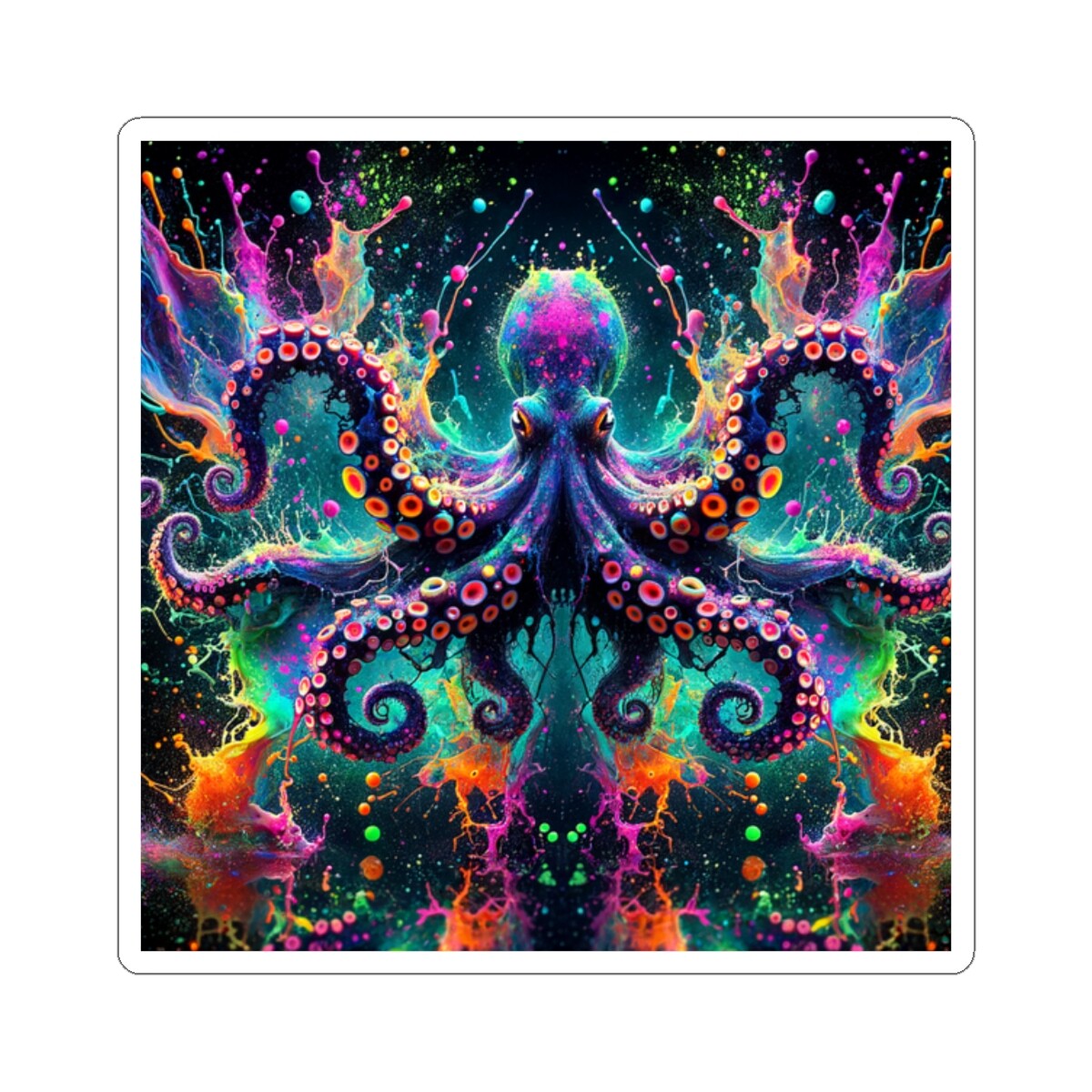 Sticker Acid Octopus Ink Splatter Chaos 2×2 3×3 4×4 6×6