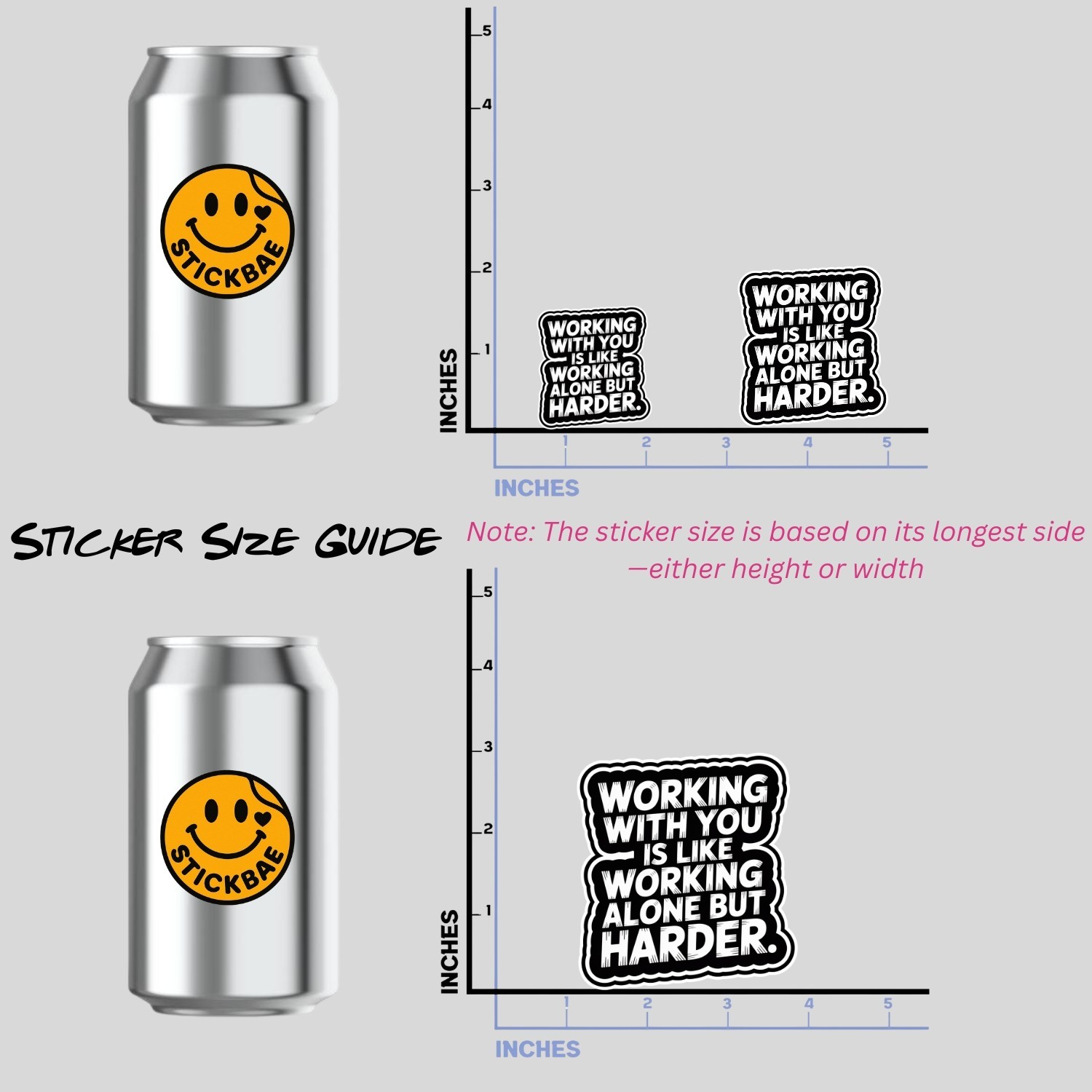 4PCS Working with You Is Like Working Alone But Harder Stickers