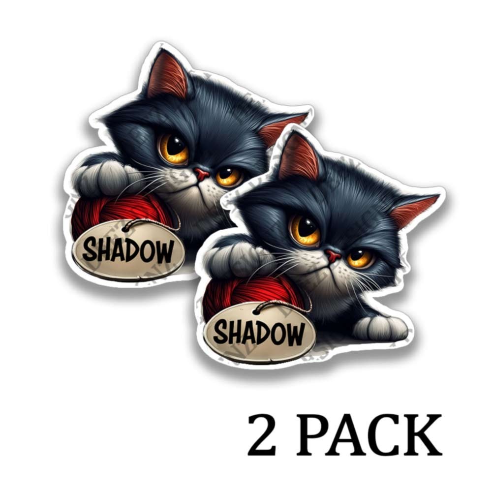 Shadow the Tuxedo Cat Kitten Stickers Adhesive Decals (PERSONALIZE!) -2 Pack