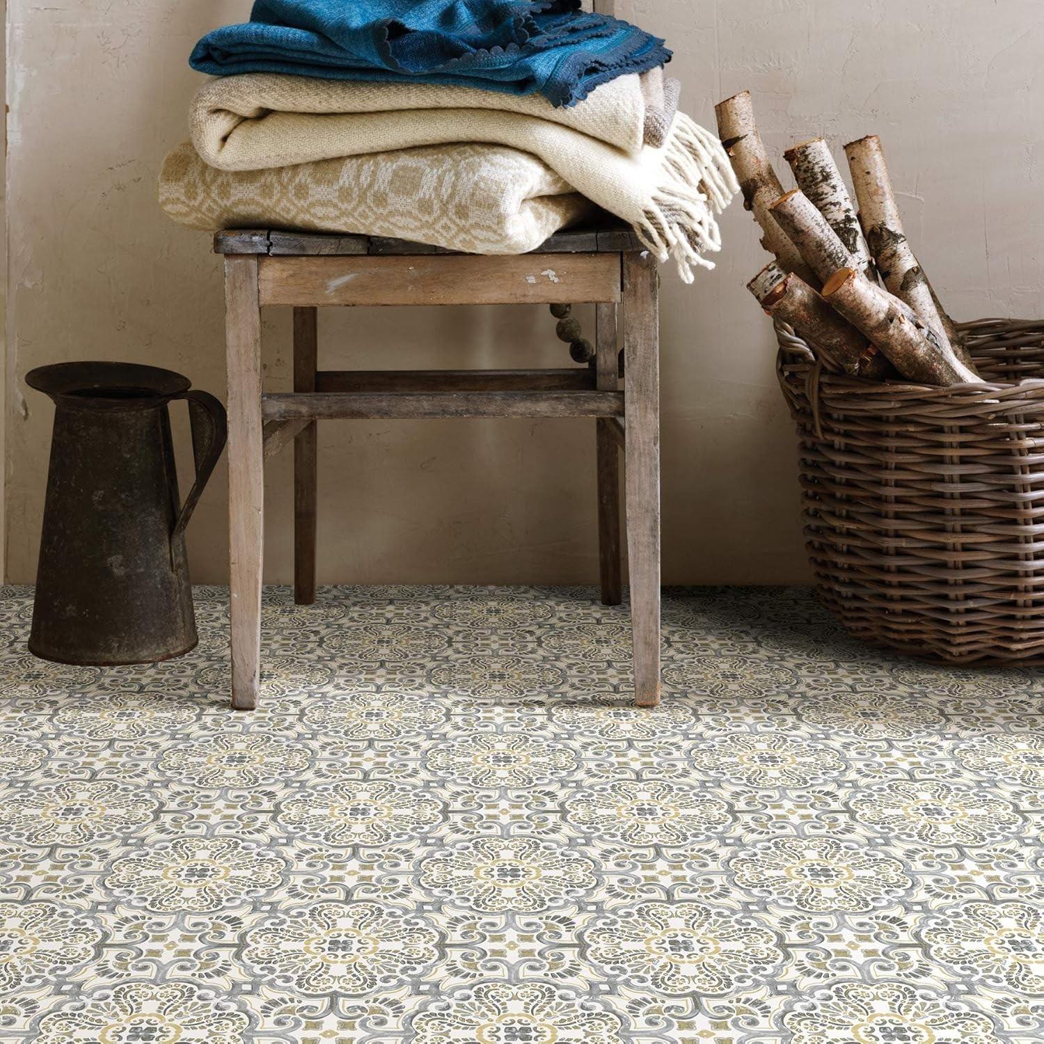 Multicolor Peel & Stick Floor Tiles Antico Decals Stickers FP2947