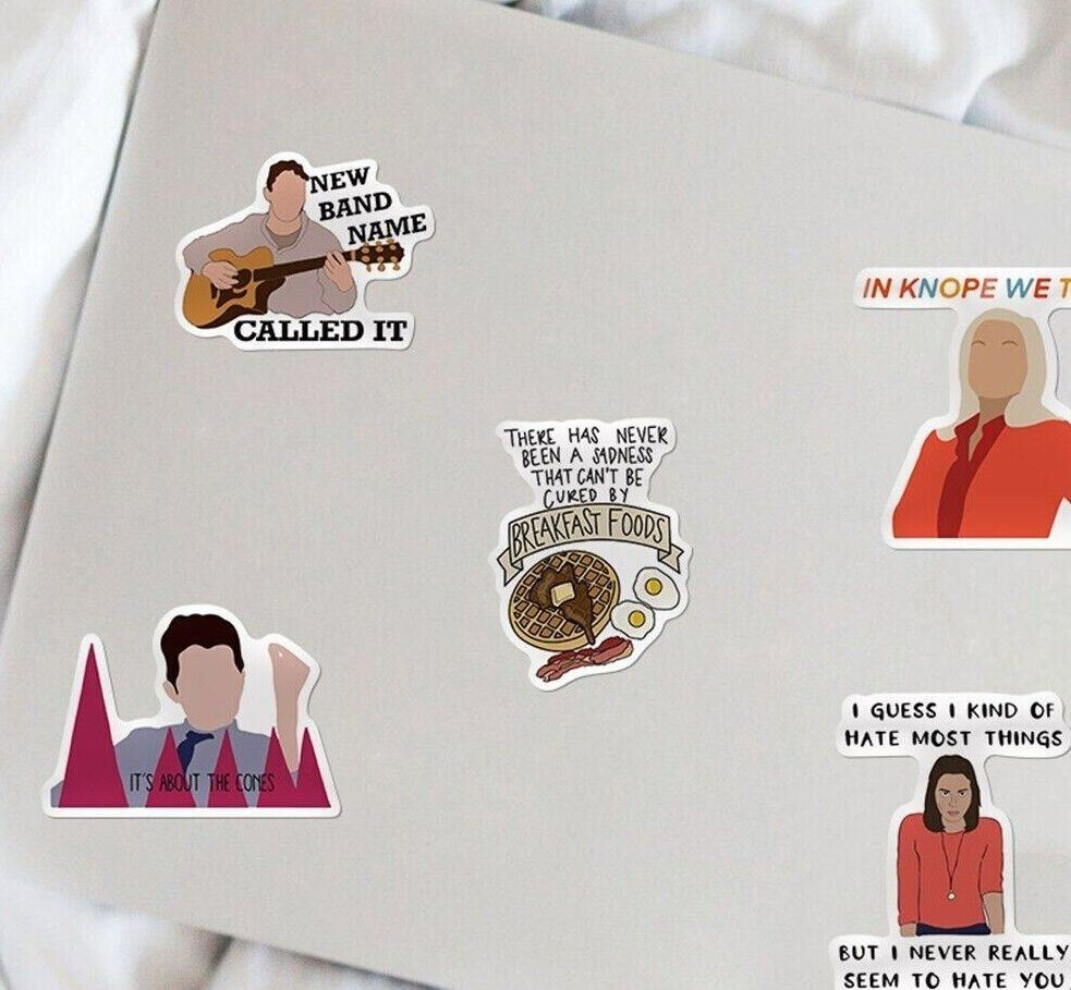 PARKS and RECREATION Vinyl Stickers~LESLIE Andy RON April~Rec TV Show~Waterproof