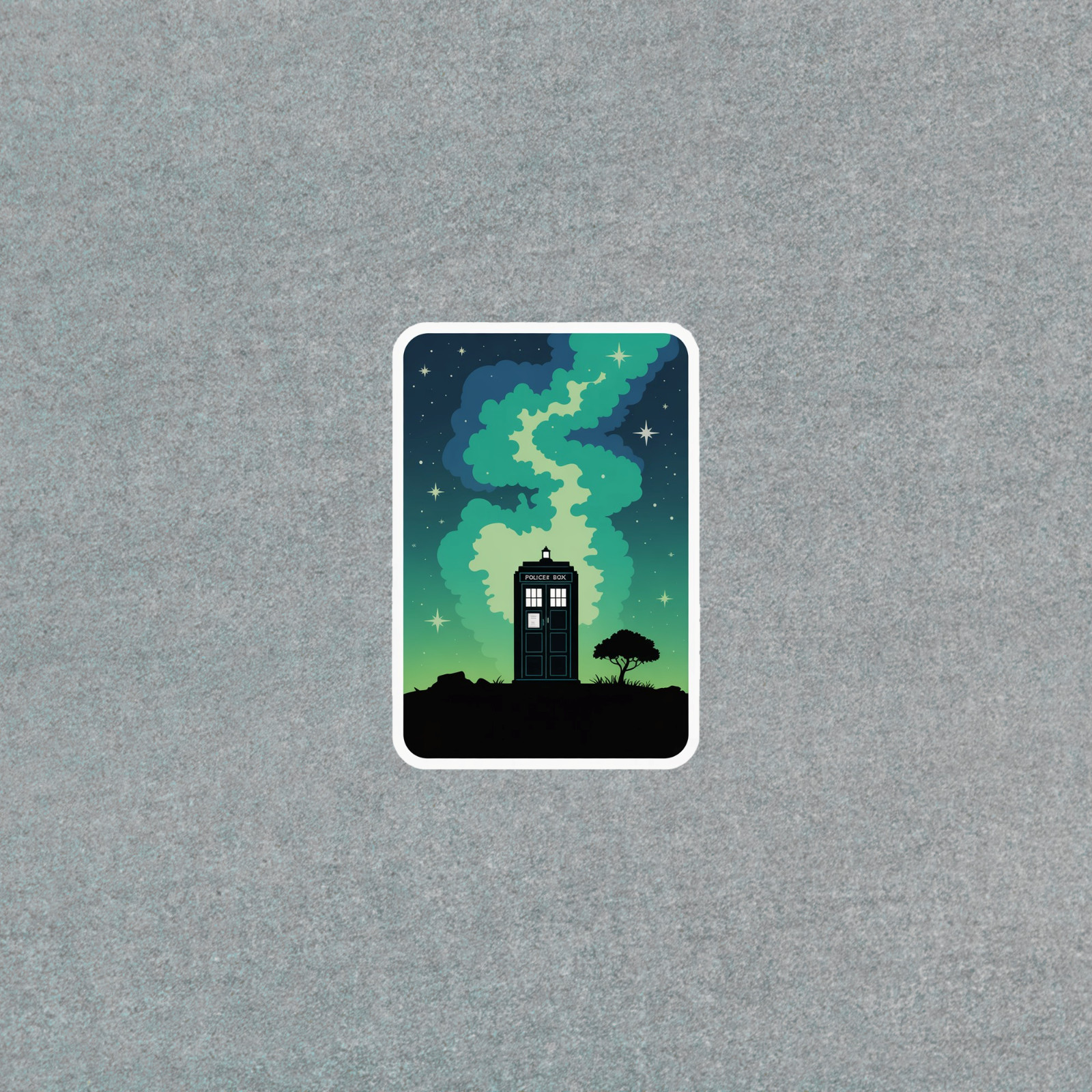 Sci-Fi Vintage Blue Box Cosmic Journey Sticker Decal #6569