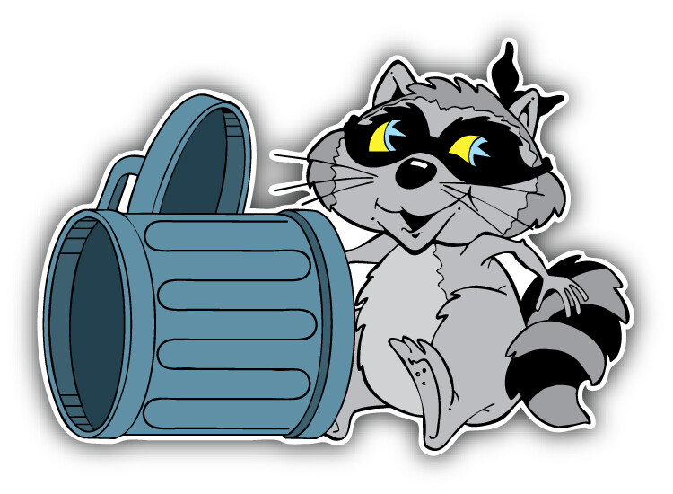 Raccoon Trash Can Car Bumper Sticker Decal