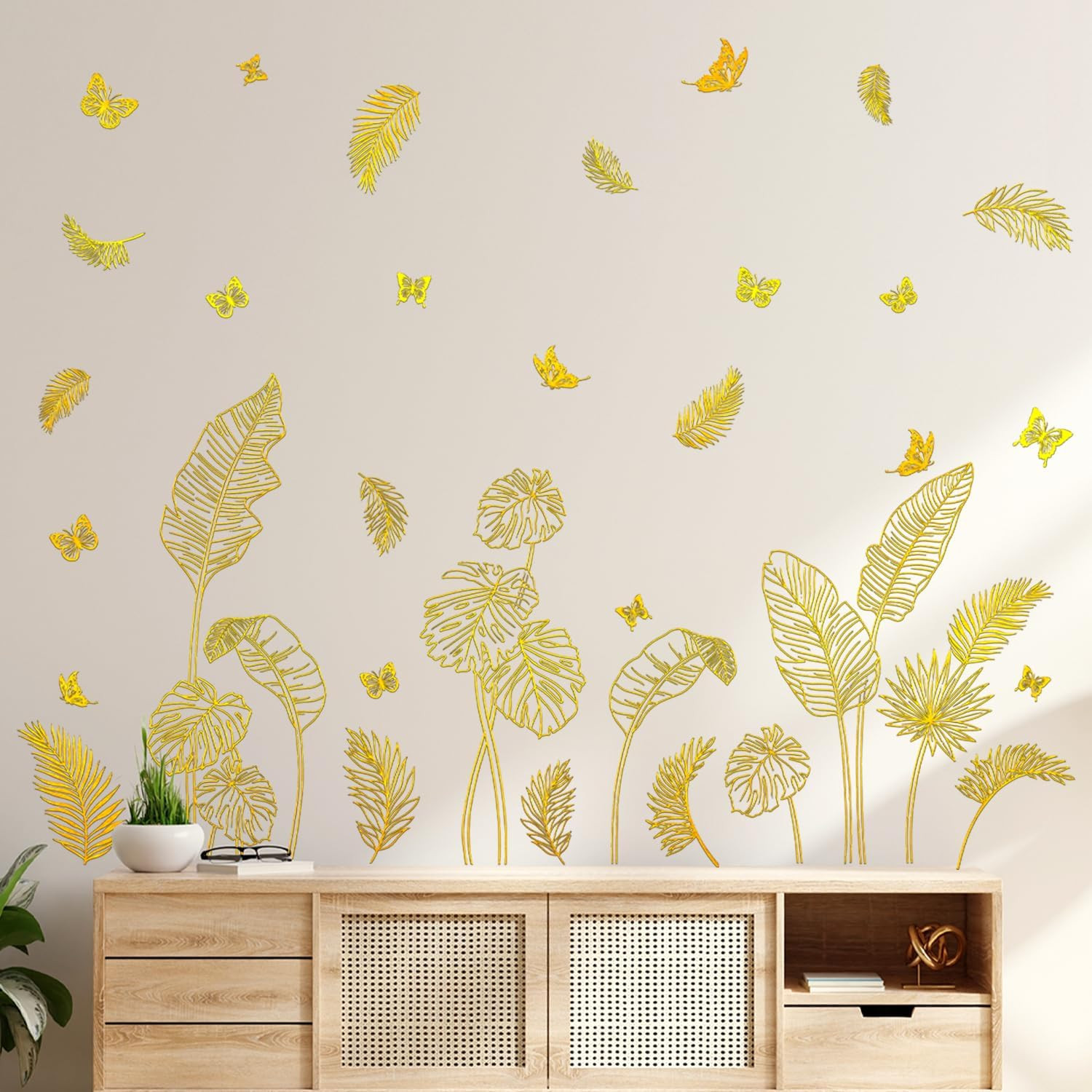 3 Gold Flower Wall Stickers Self-Adhesive Home Decor
