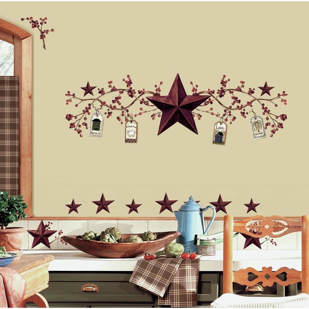 Country Stars & Berries Peel and Stick Wall Decals