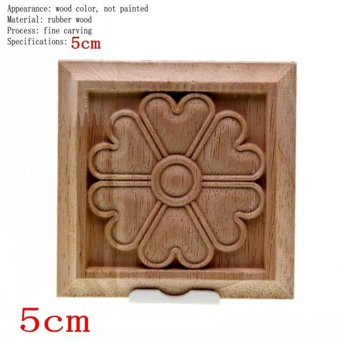 Unpainted Wood Color Decal Applique Furniture Square Home Decoration Accessories