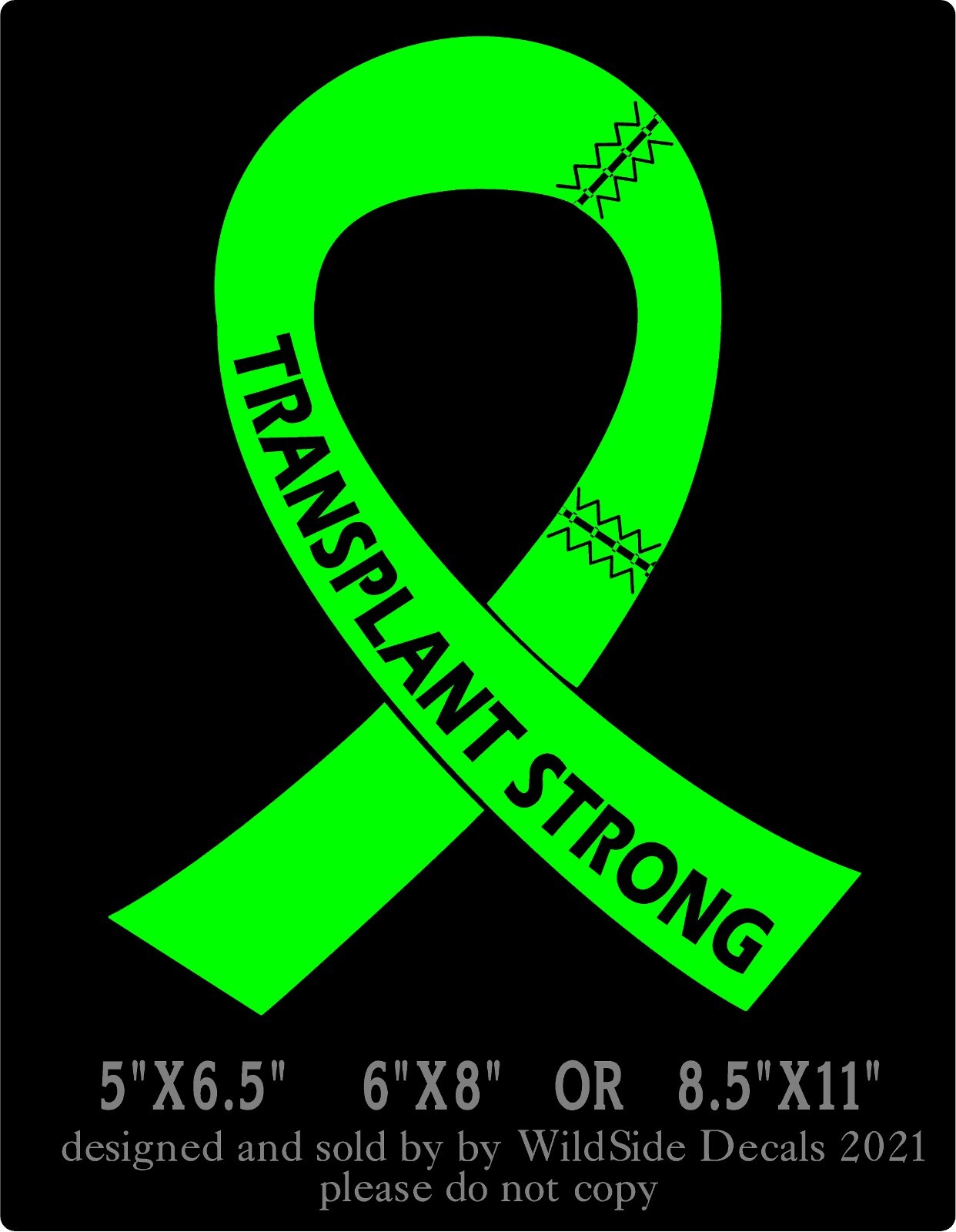 Transplant Strong Decal Memorial Ribbon Vinyl Car Truck Laptop Sticker