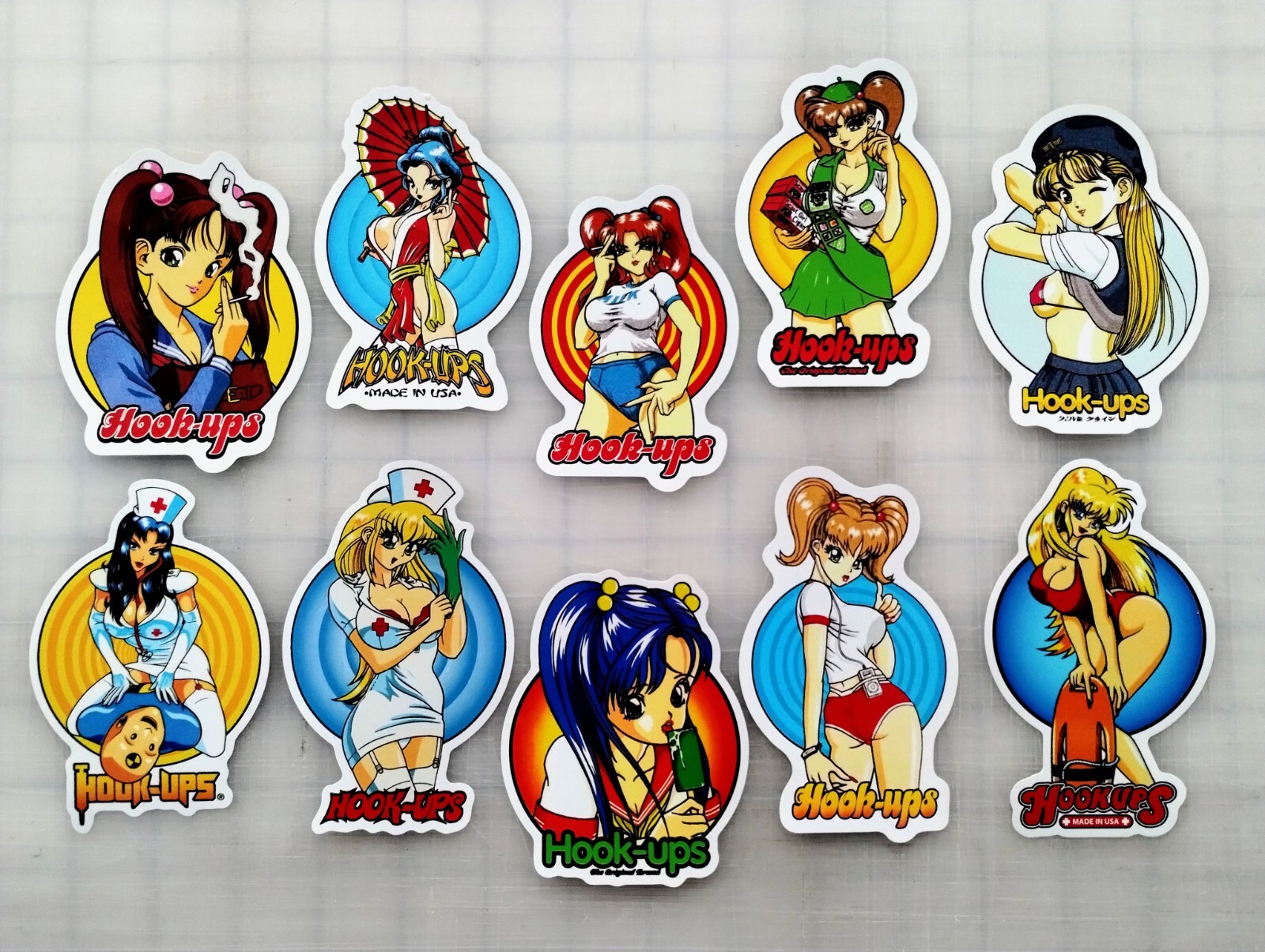 Hook-Ups Sticker Pack SET 5 Reproduction skateboarding toy machine Anime Girl