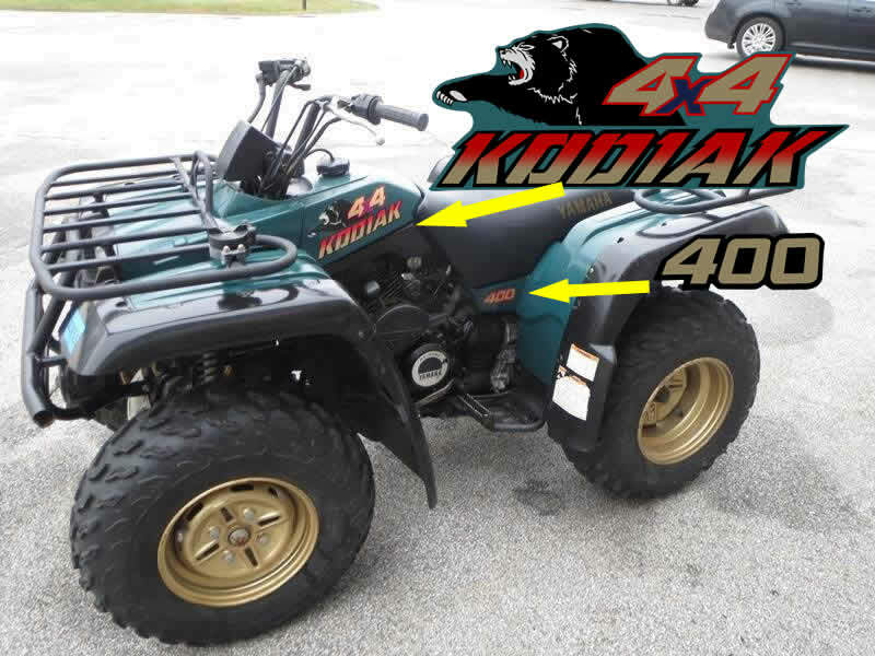 Yamaha Kodiak 400 4×4 OEM Decal Graphics Kit 1992 1993 1994 1995 1996 1997