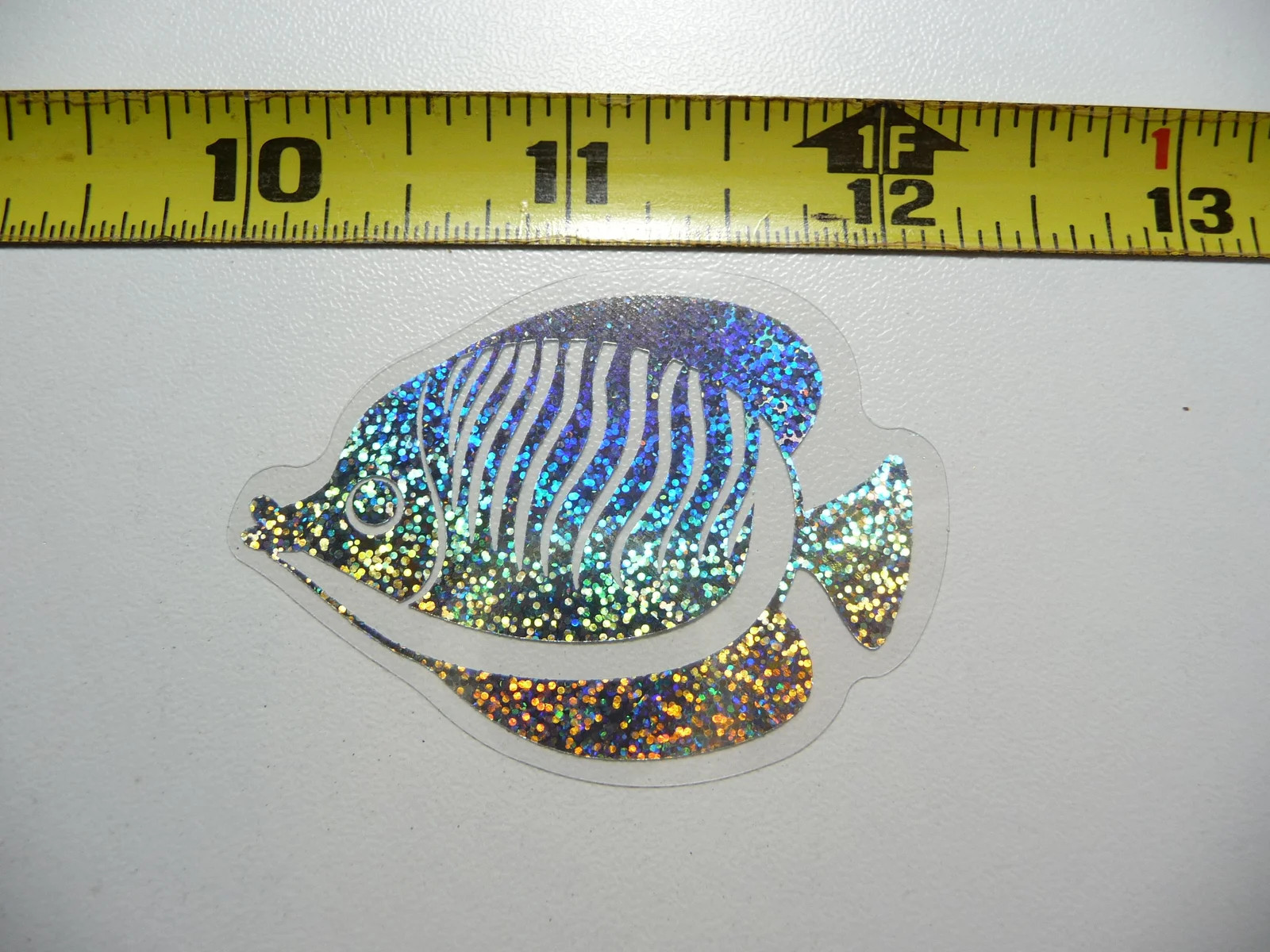 HOLOGRAPHIC STRIPED TROPICAL FISH SMALL STICKER DECAL OCEAN SEA LIFE SPARKLE