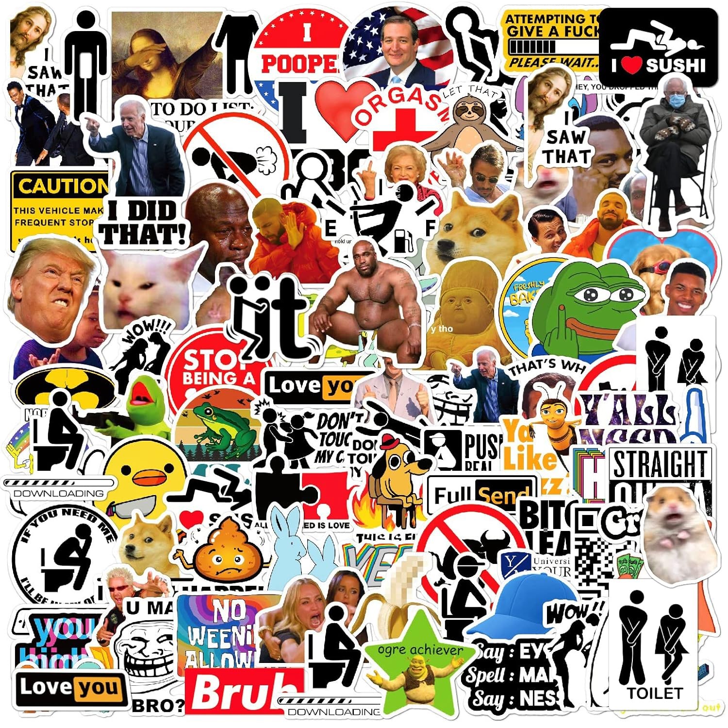 Funny Stickers for Adults Prank Meme Dirty Stickers Large Sticker Pack 105pcs