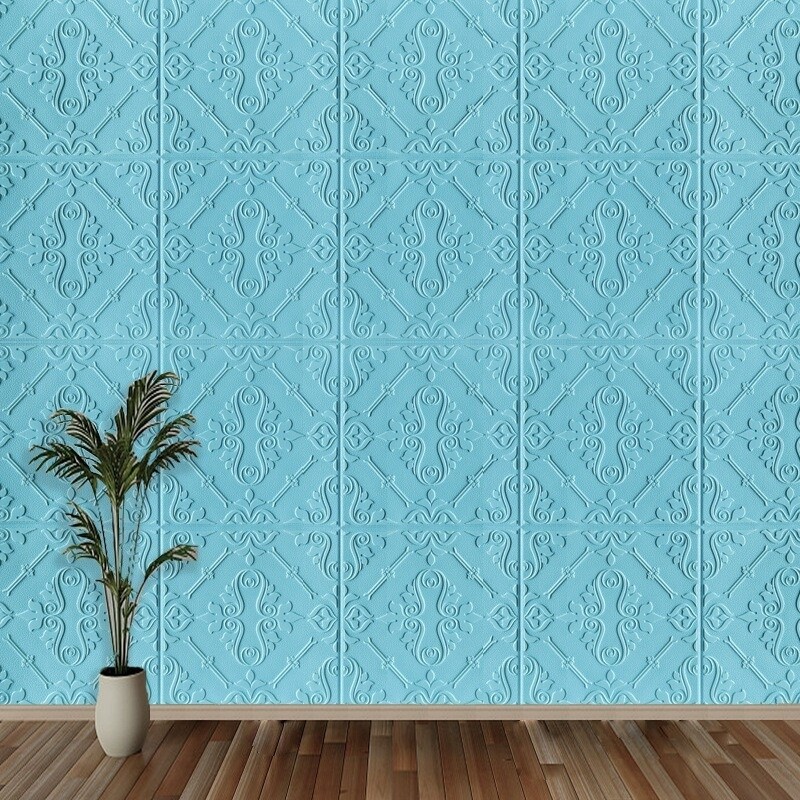 10x 3D Embossed Self-adhesive Foam Wall Sticker Panel Wallpaper Home Decor Craft
