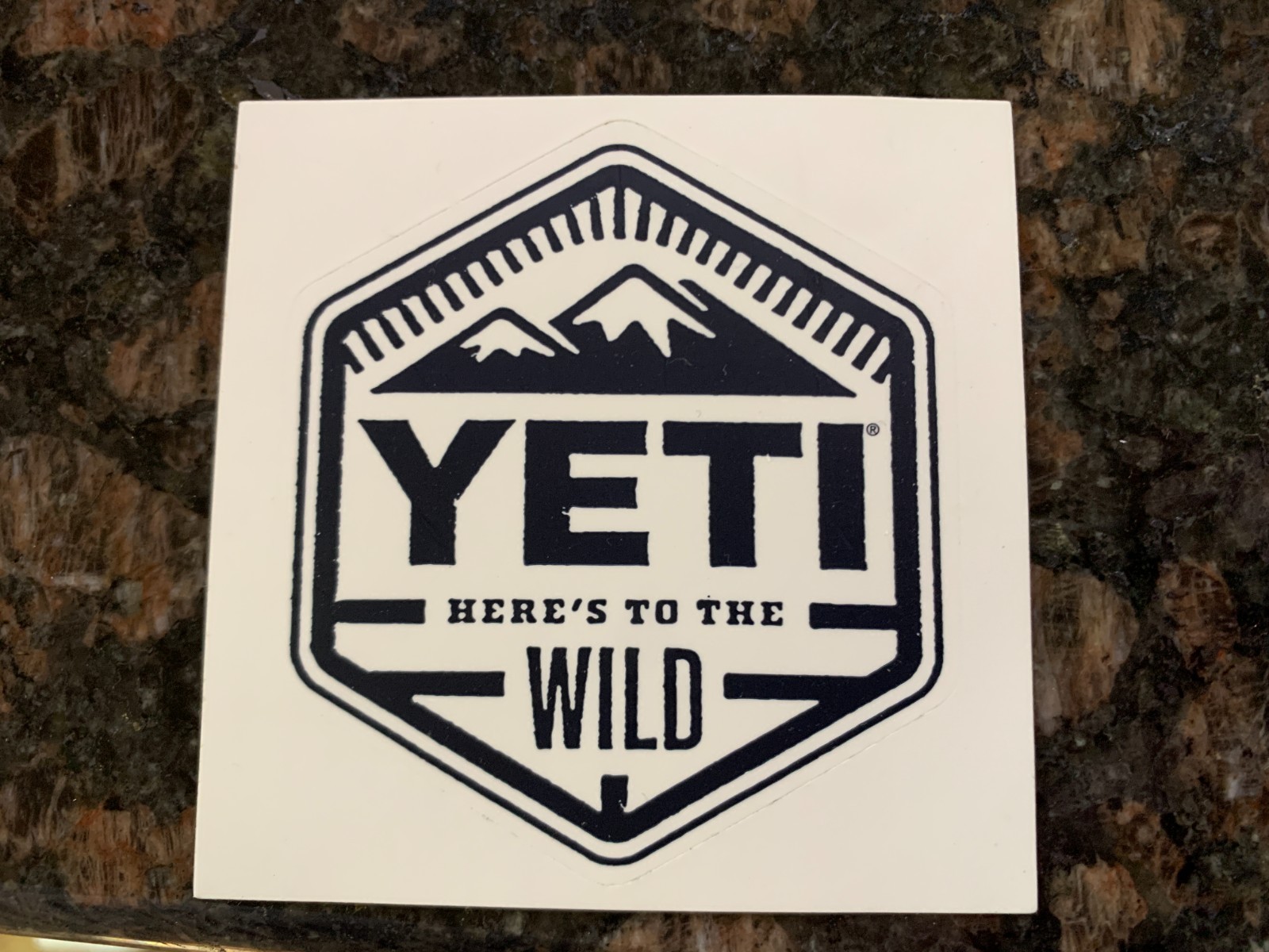 Yeti Here’s To The Wild Sticker Decal New 2-1/2" Hexagon shaped