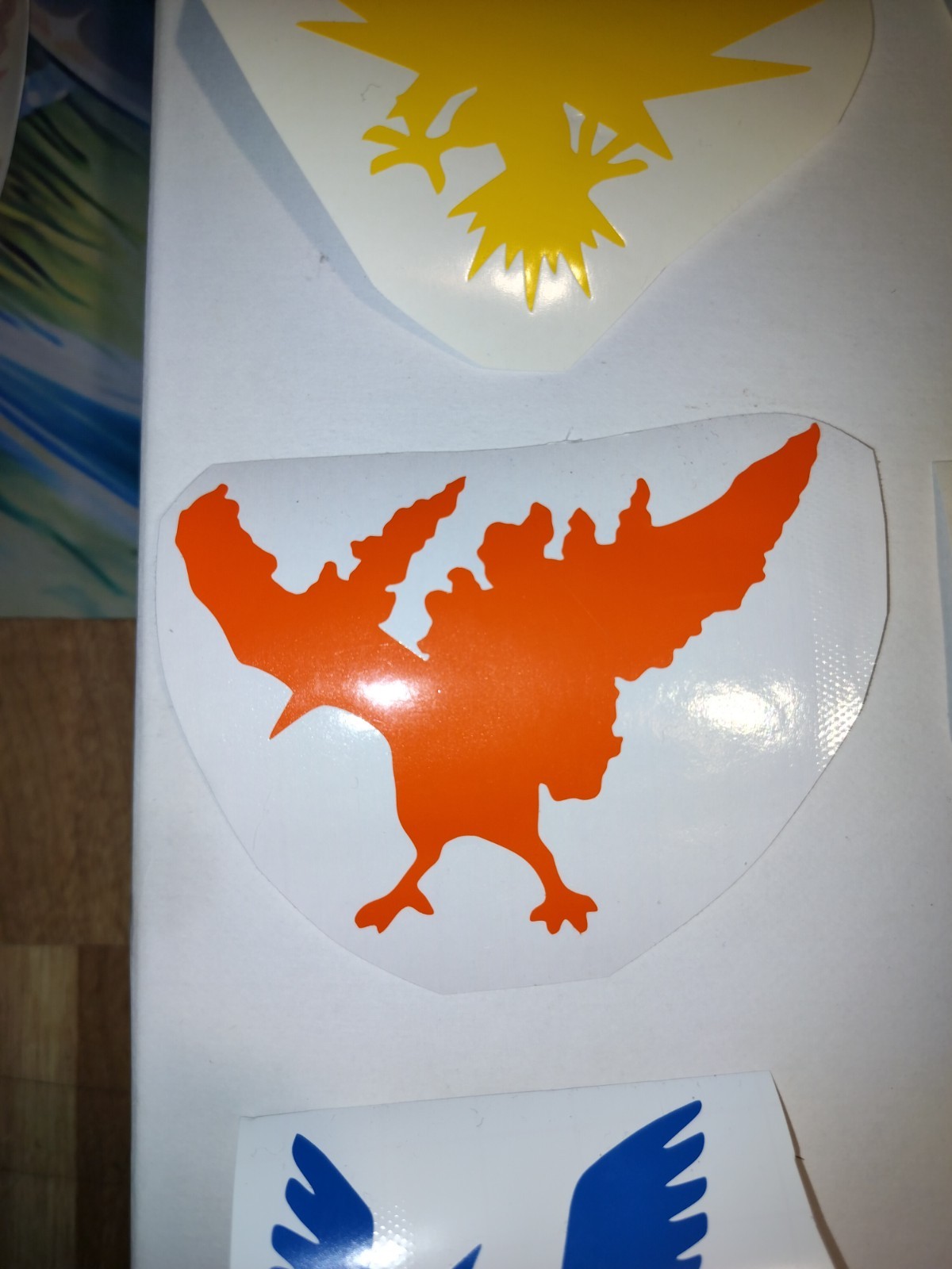 Pokemon Zapdos Moltres & Articuno Vinyl Stickers. Yellow, Orange, Blue