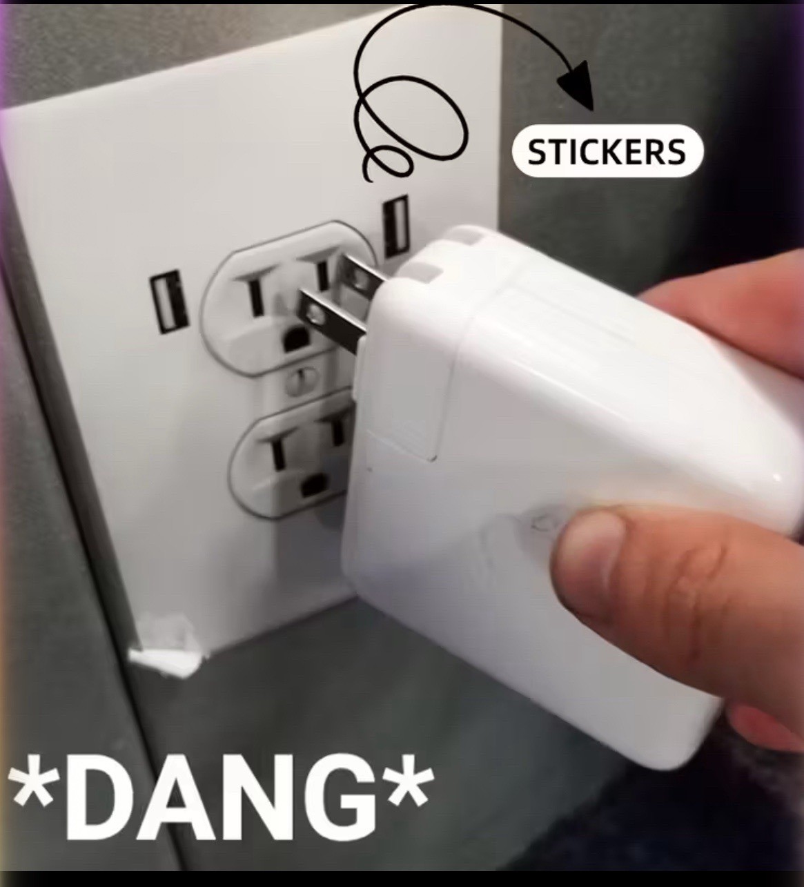 Fake American Standard Wall Outlet Stickers Plug Decals Vinyl Prank 5 Pc. PACK