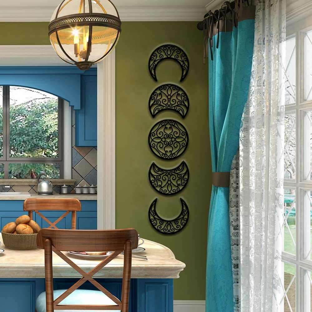Moon Wall Decoration, Moon Phase Wall Art Decoration Hanging (5 Pieces) Nordi…