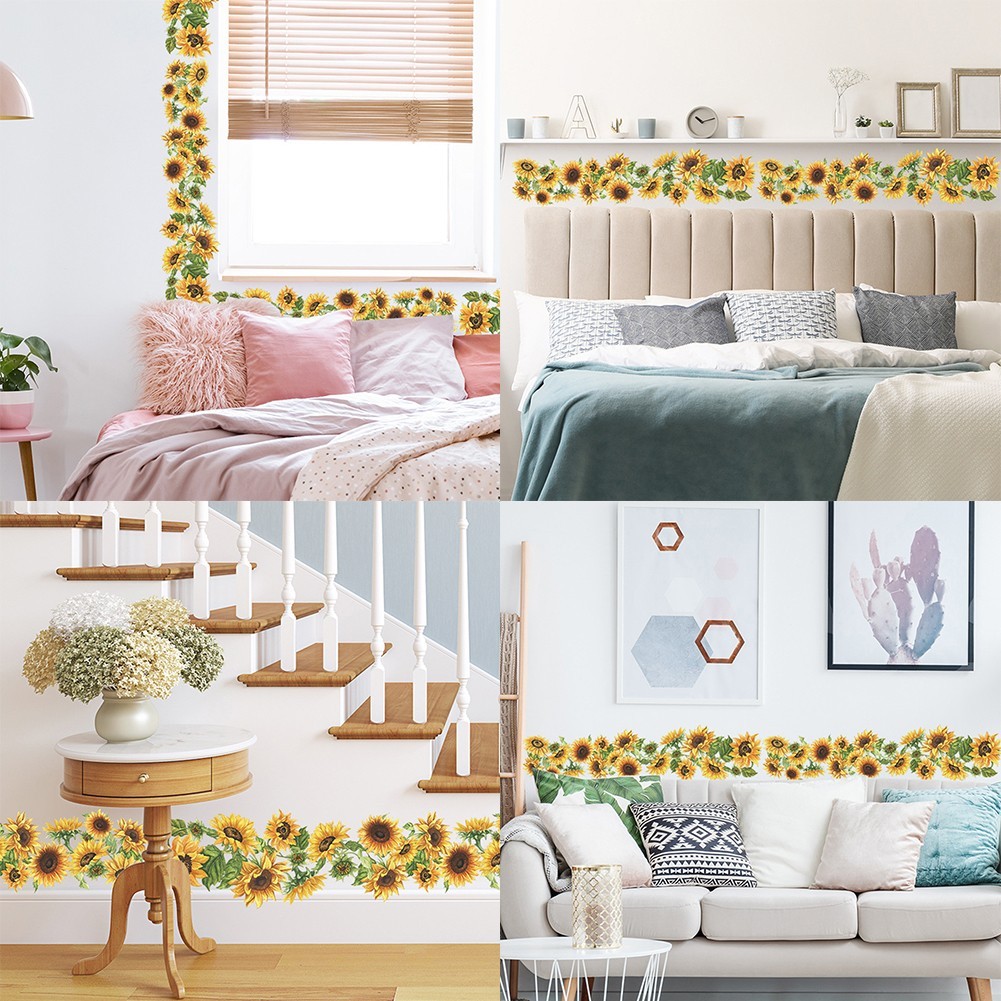 Wall Sticker Sunflower Edge Line 1 Set 5.5*44.8inch Matte Effect Removable