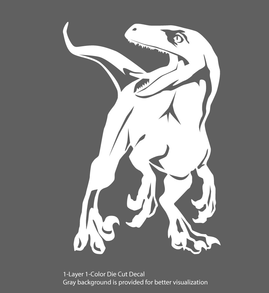Dinosaur – Roaring Velociraptor #1 – Jurassic Period – 4-21" wide – DieCut Decal