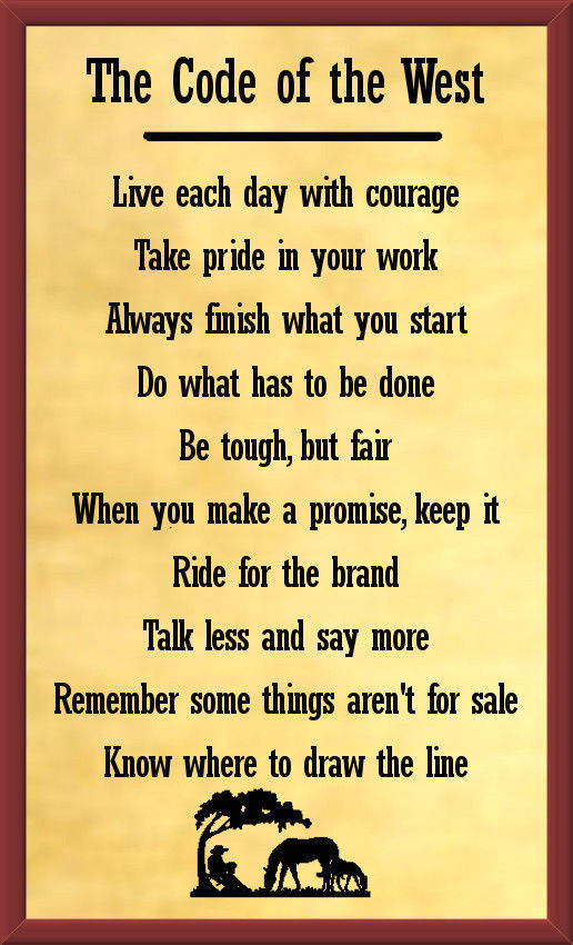 Cowboy's Code of the West 5"X8" Laminated Magnetic Sign/Poster