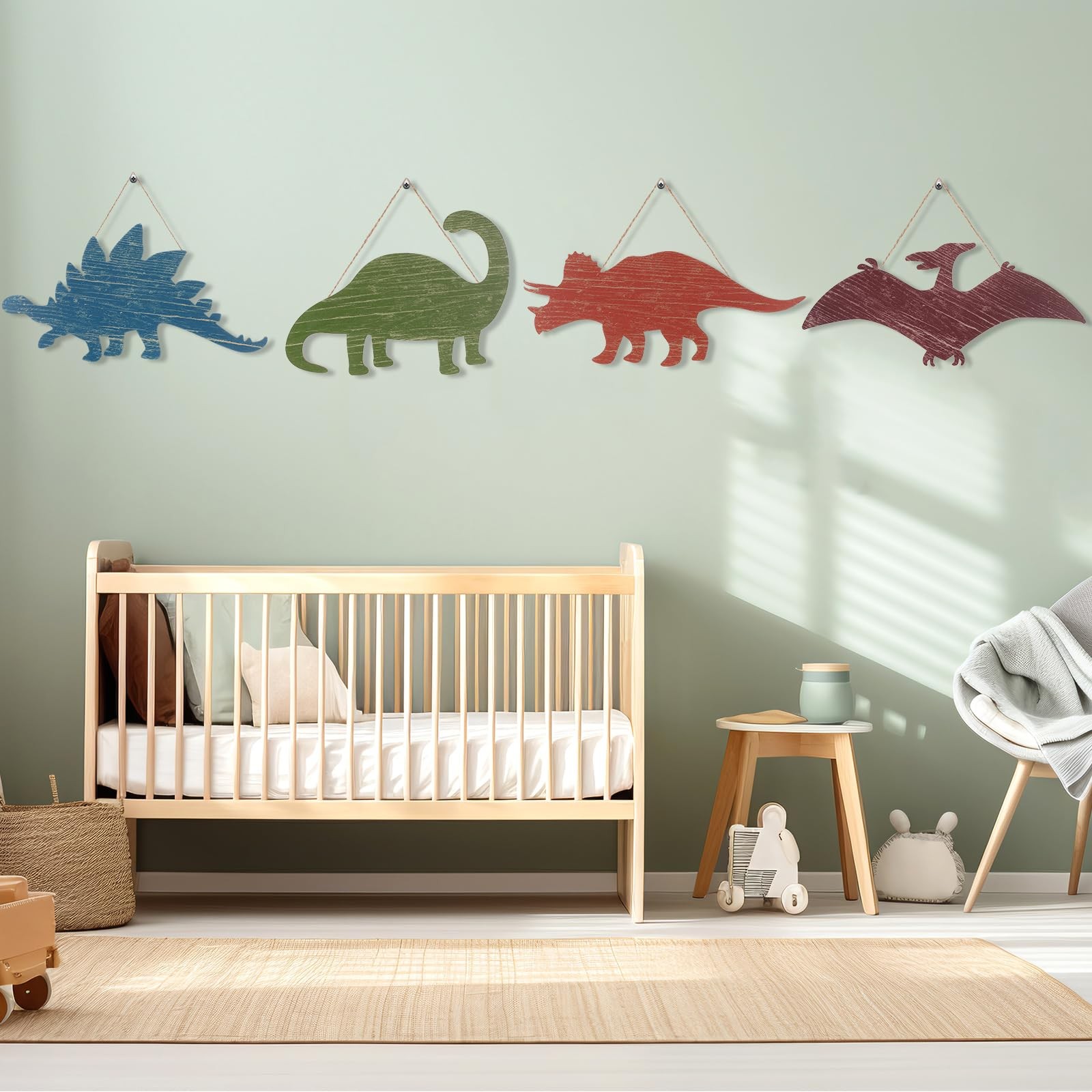 Dinosaur Wall Decors Wooden Boys Dinosaur Nursery Playroom Baby Shower Wall A…
