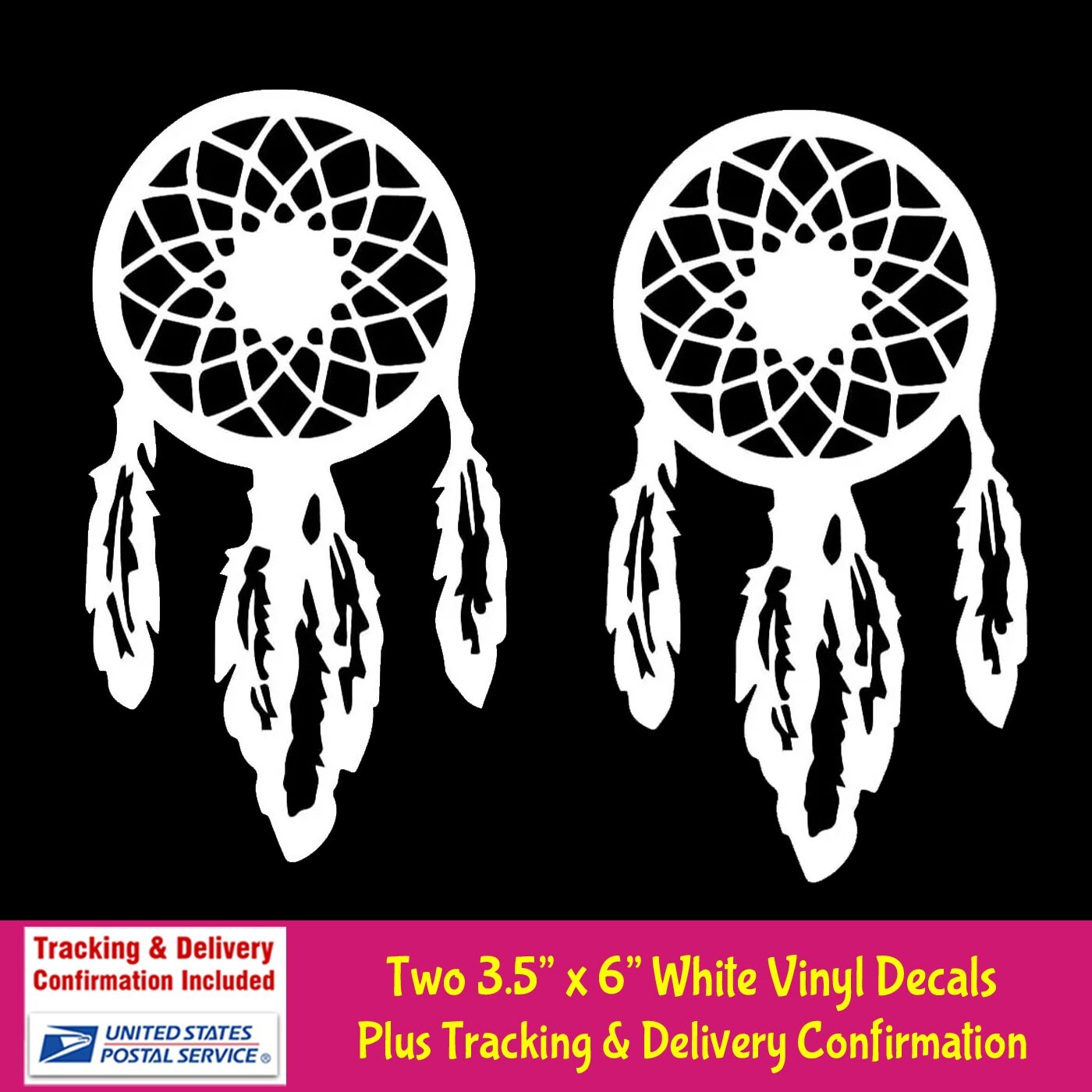 Dreamcatcher Western – Two 6" White Vinyl Decals Car Window Laptop Tablet