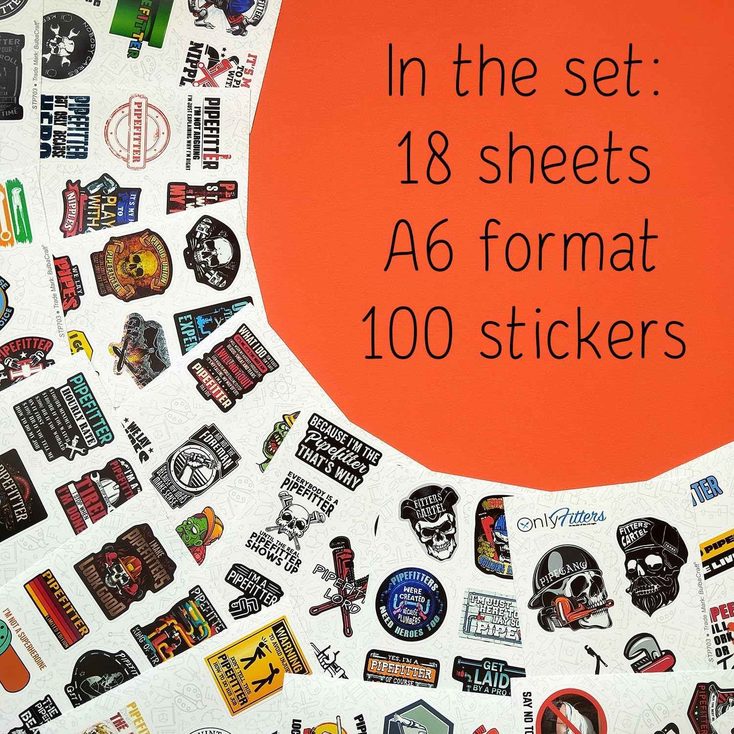 Bulbacraft 100Pcs Funny Pipefitter Stickers for Hard Hat, Pipefitter Hardhat Sti