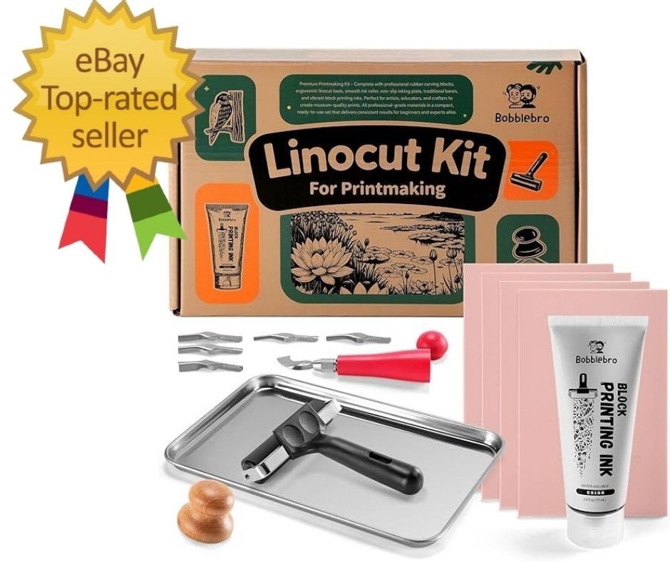 Linocut Kit for Printmaking – Arts and Crafts for Adults – Christmas DIY Kit