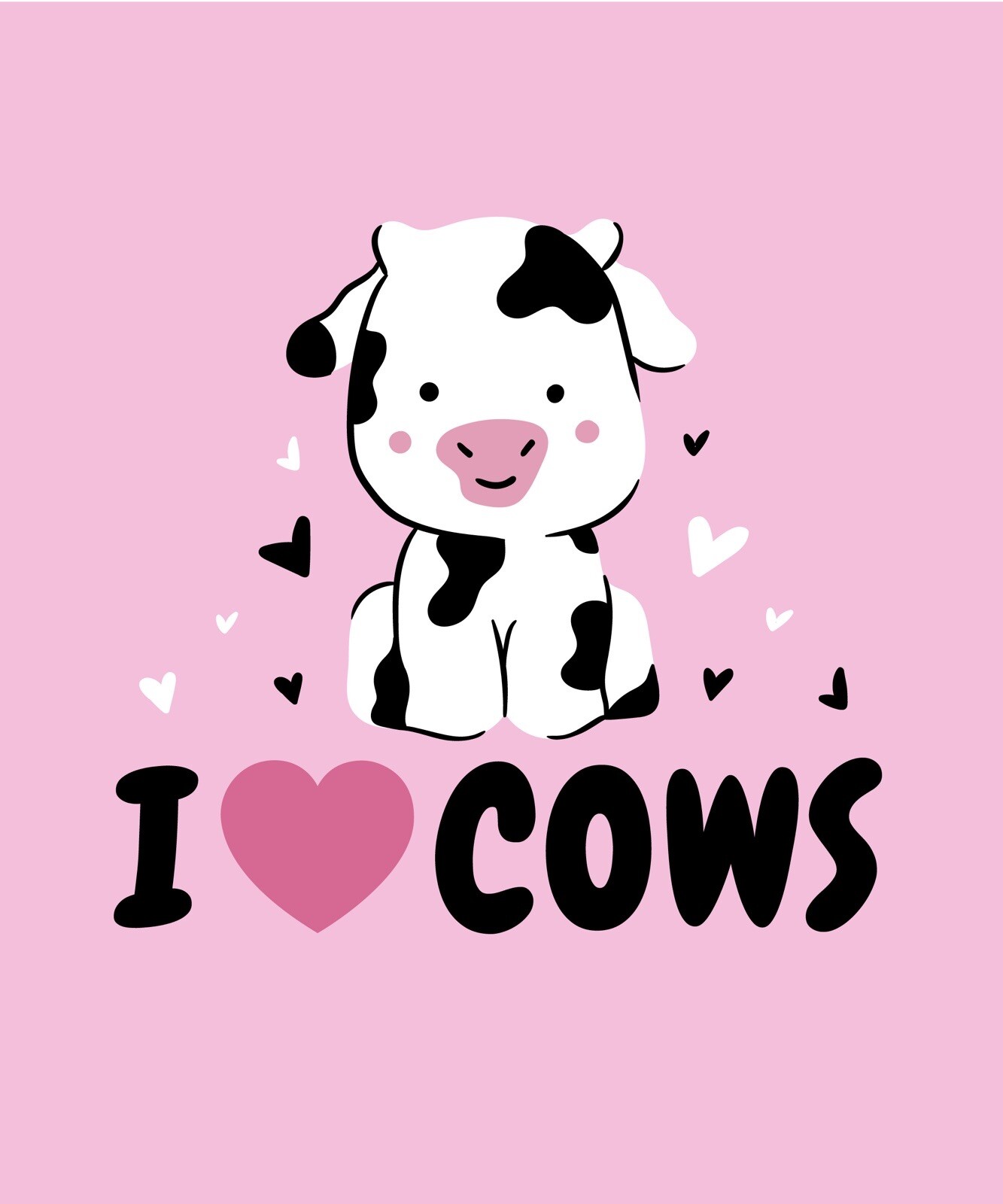 I Love Cows Paper Sticker (3 Inch) Pink Cute Moo Heifer Milk Farm