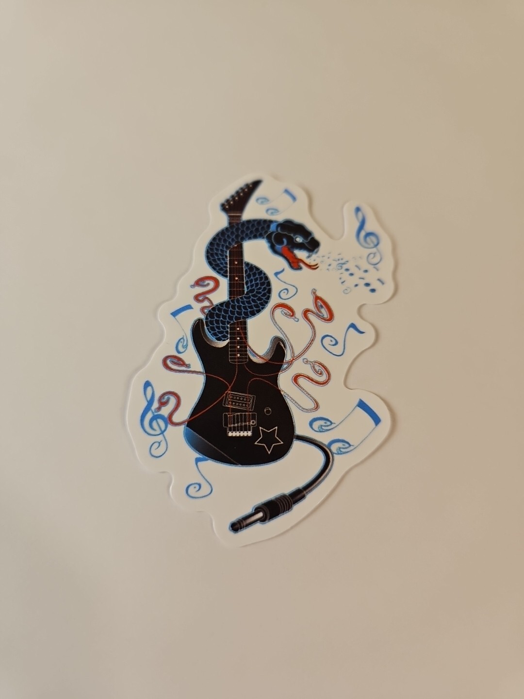Electric Guitar With Snake Sticker / Decal For Laptop Guitar Case Or Accessories