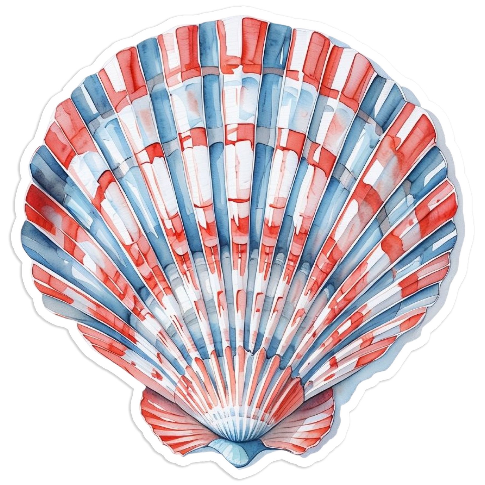 Red White Blue Seashell – Vinyl Decal Sticker – Car Window Laptop – #1671