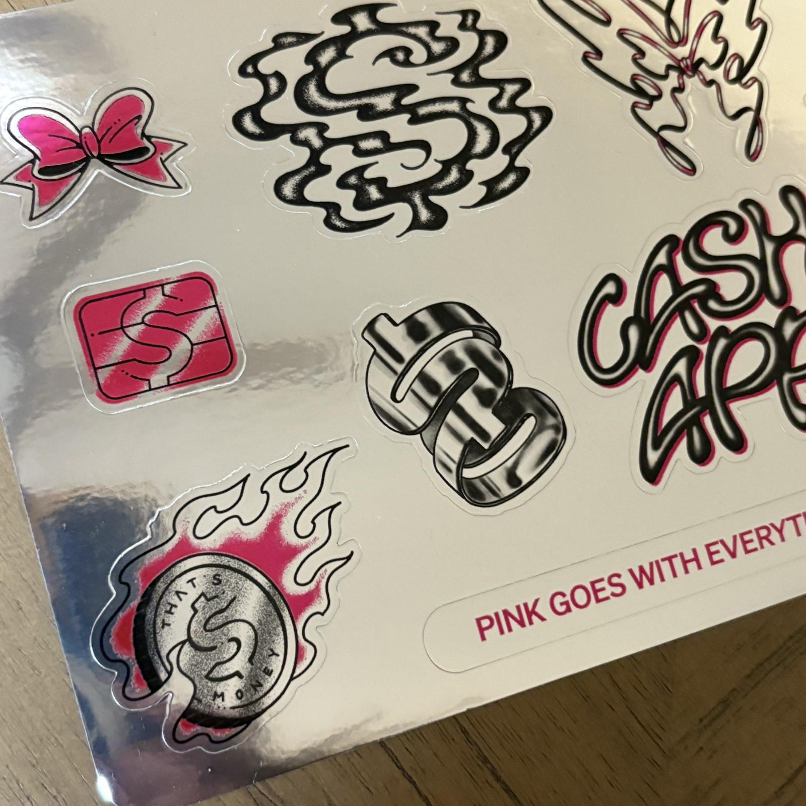 Cash App Debit Card Sticker Decals Sheet Pink Holographic Set 5.5” x 8.5”