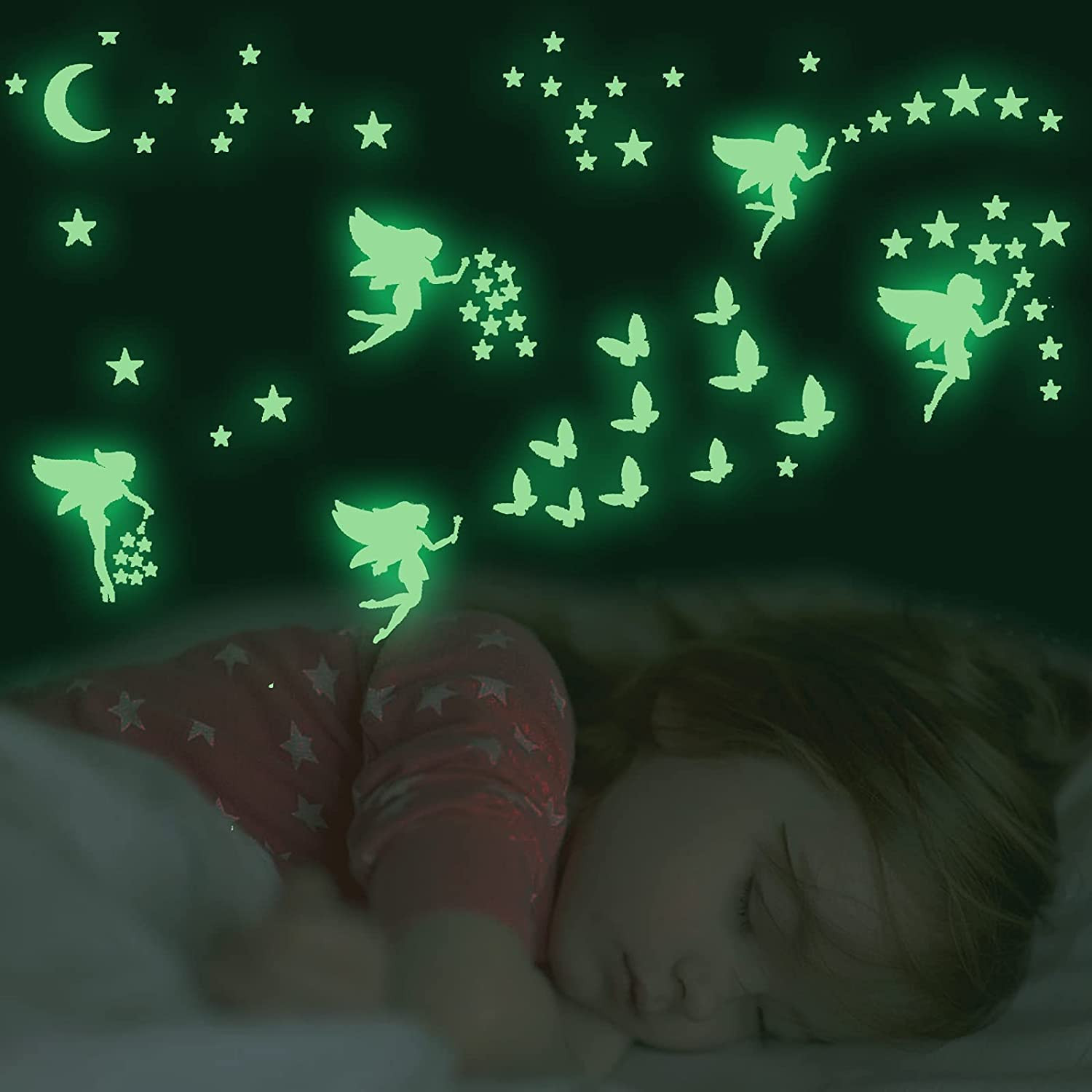 Glow in the Dark Fairy Wall Decals, Luminous Fairies Wall Stickers Bedroom Ceili