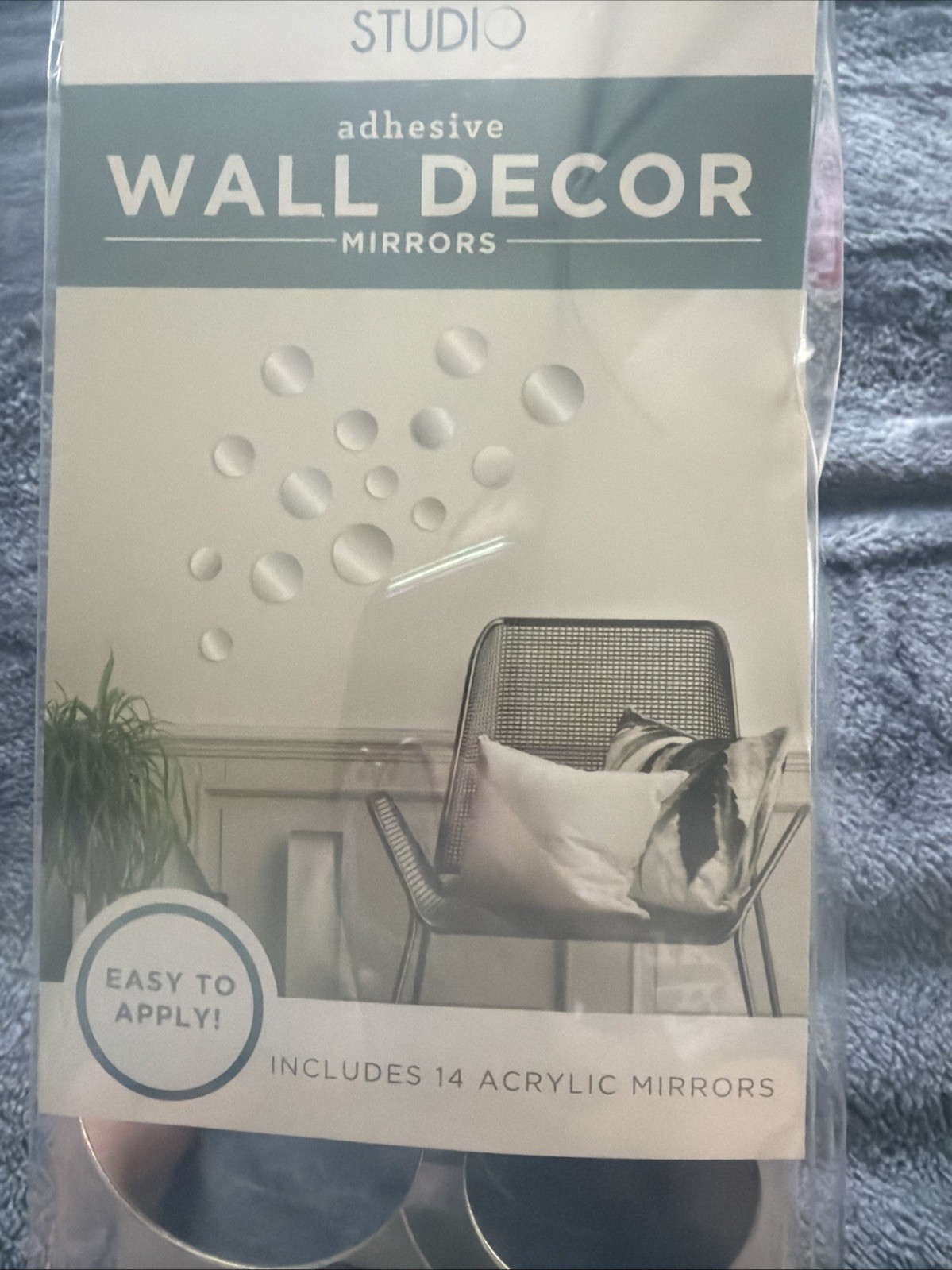 Blue Moon Studio 14pc Peel &Stick Self-Adhesive Silver Circle Wall Mirror Decals