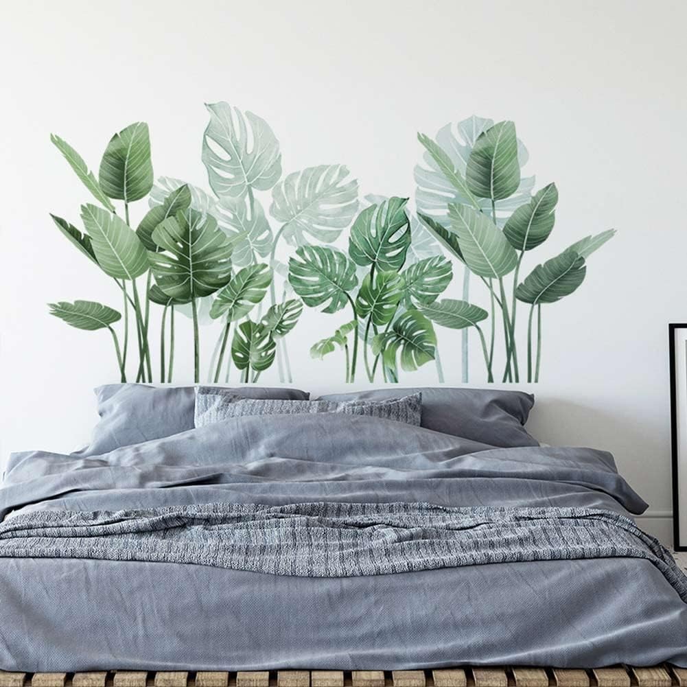 Boho Tropical Plants Wall Decals for Living Room, Natural Palm Tree #72