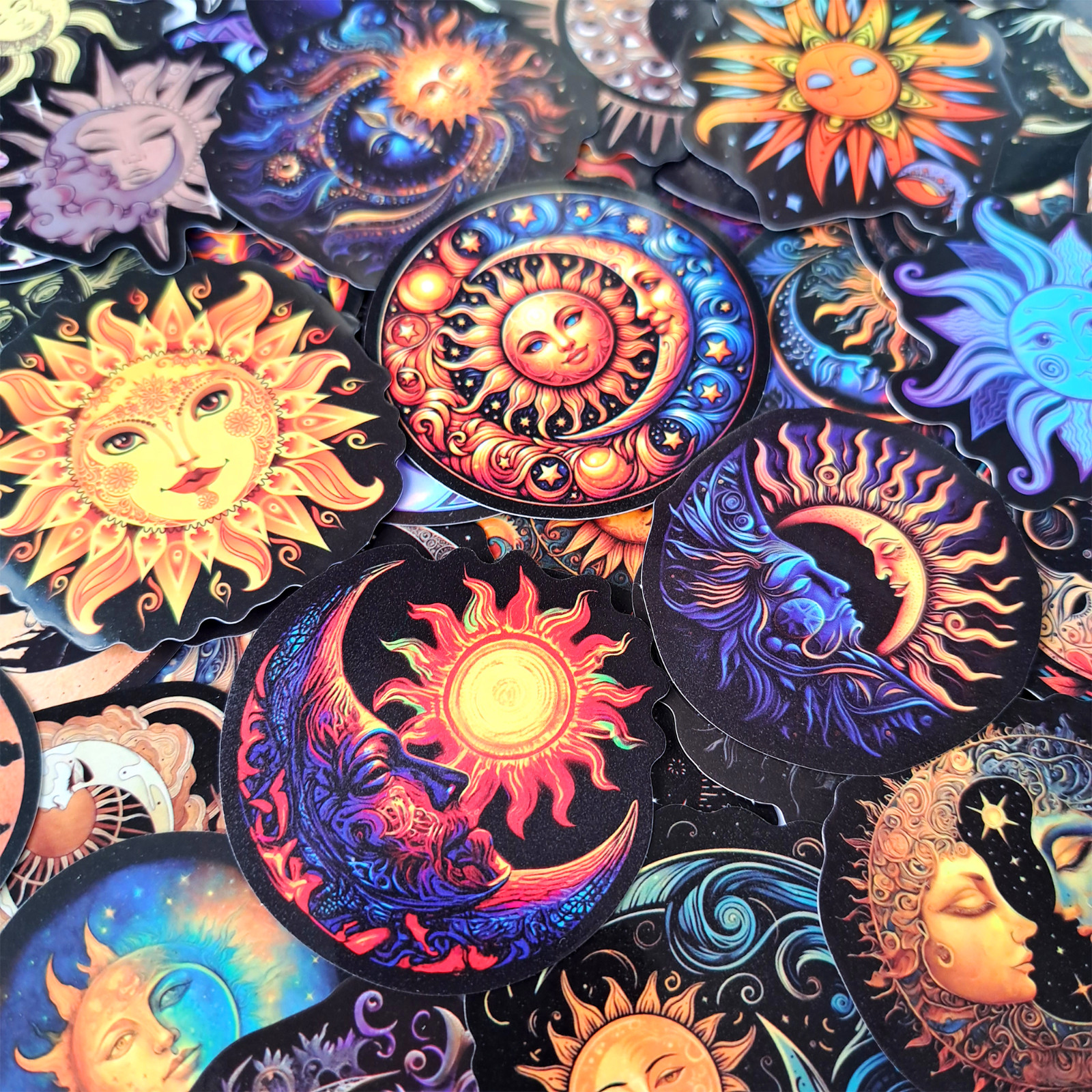 50 PCS Celestial Sun Moon Sticker Pack Galaxy Stars Mystical Astronomy Crafts