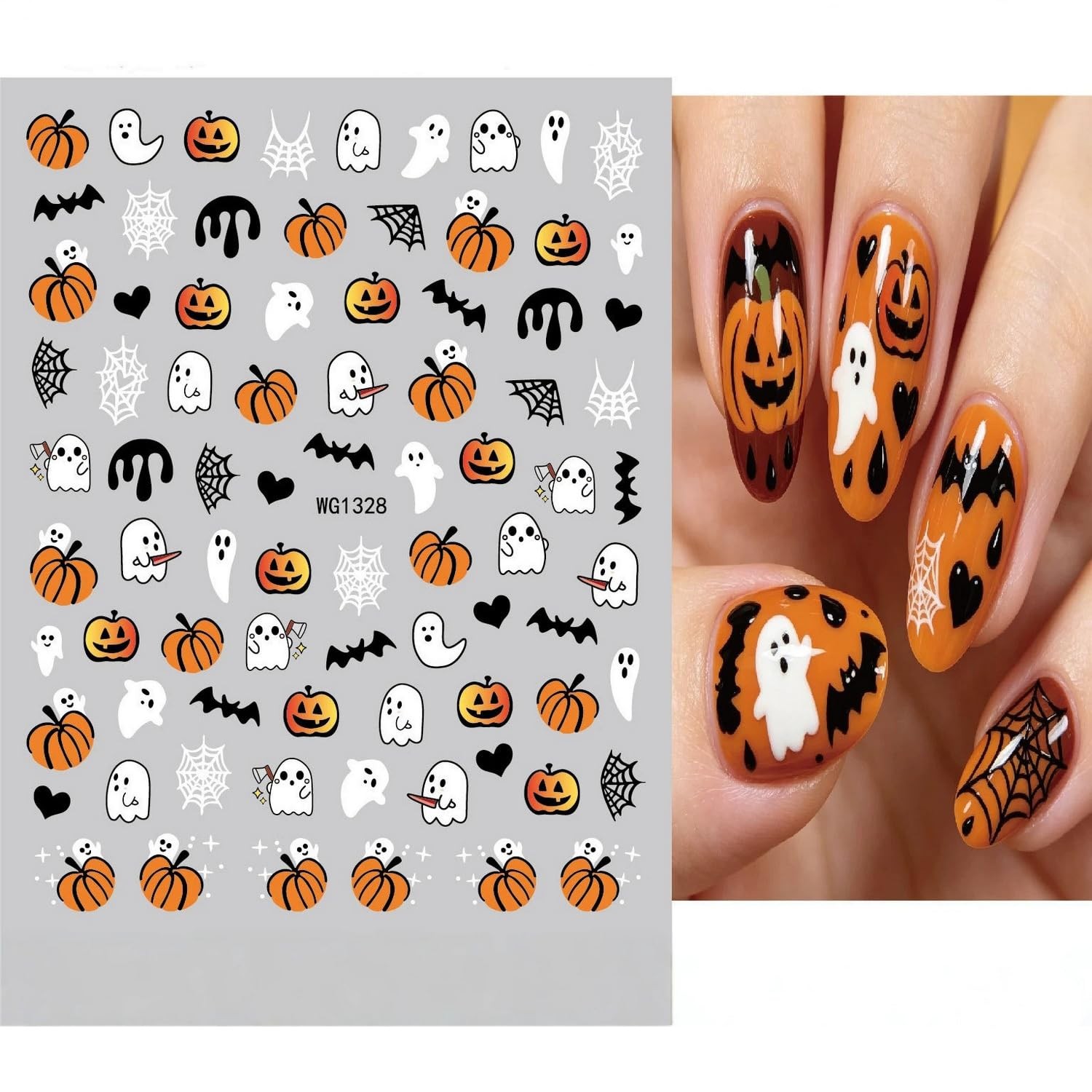 8 Sheets Halloween Nail Art Stickers for Women 3D Self-Adhesive 1, Style 12