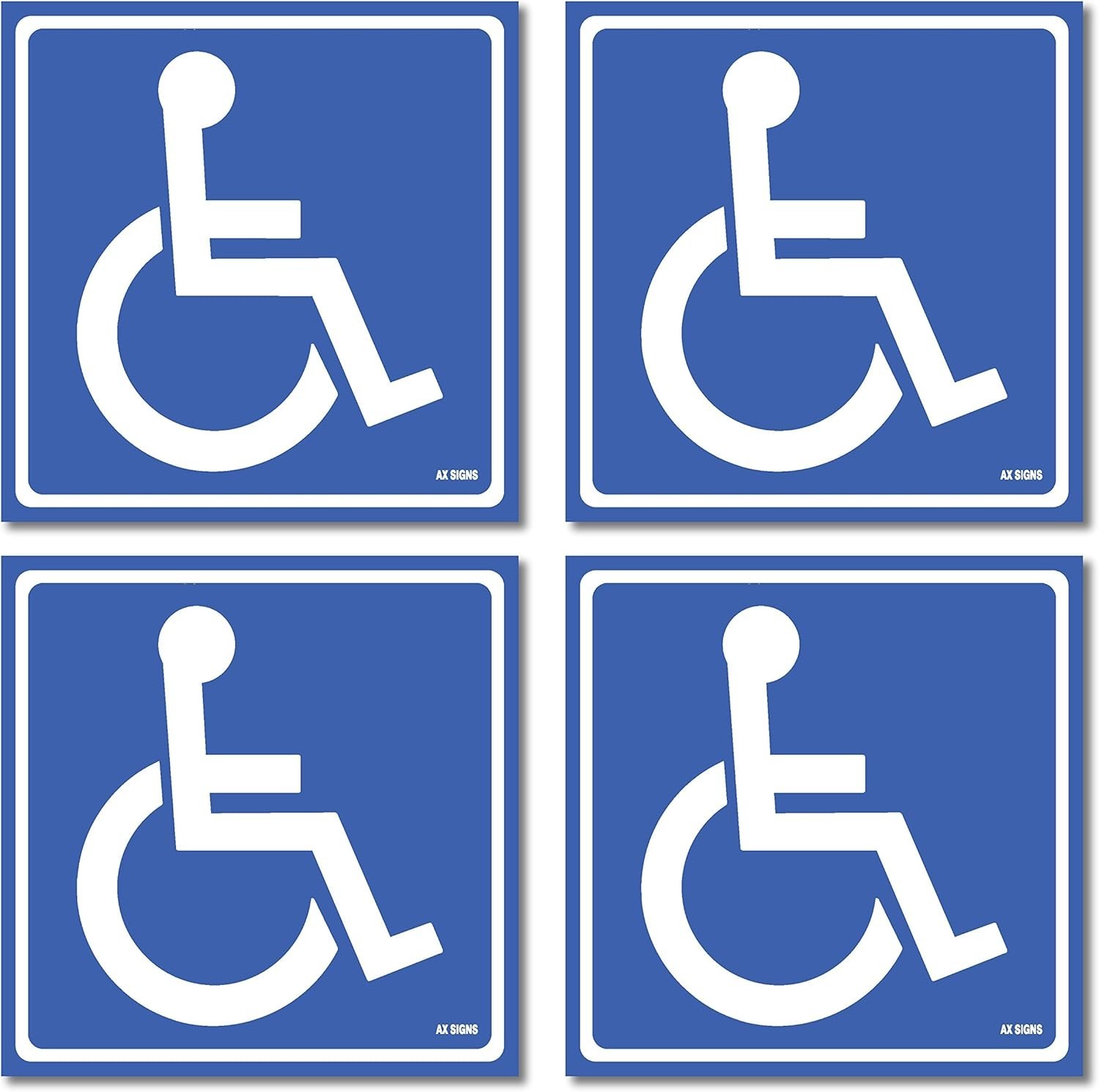(4 Pack) Disabled Wheelchair Sticker 5.5 X 5.5 Inches