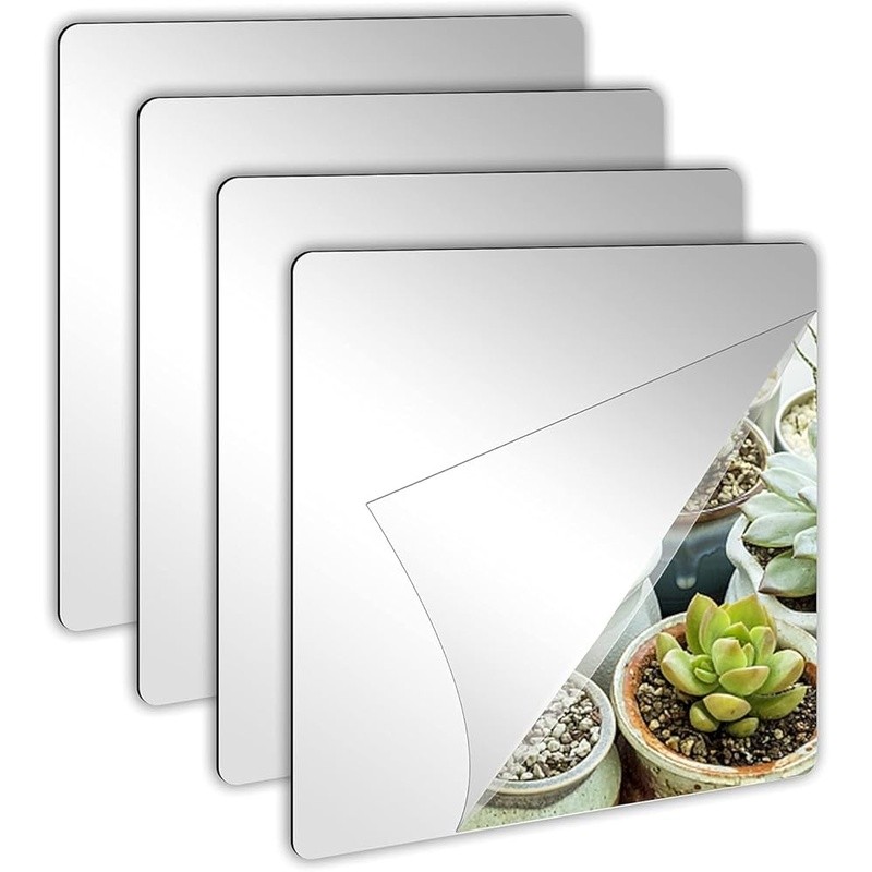 Self Adhesive Acrylic Mirror Tiles 2MM Thick Reflective Wall Decoration New